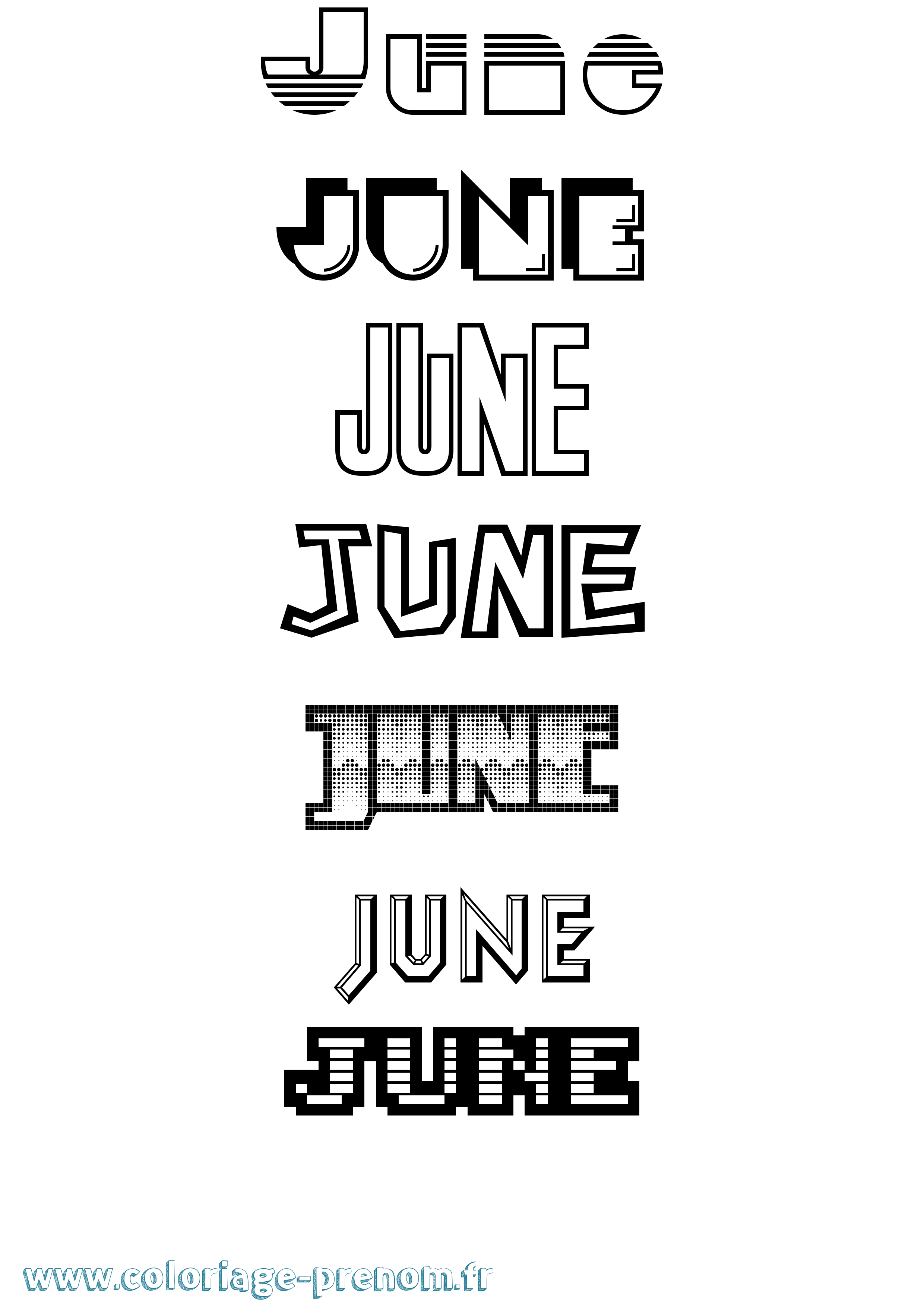 Coloriage June Jeux Vidéos Coloriage prénom June Jeux Vidéos