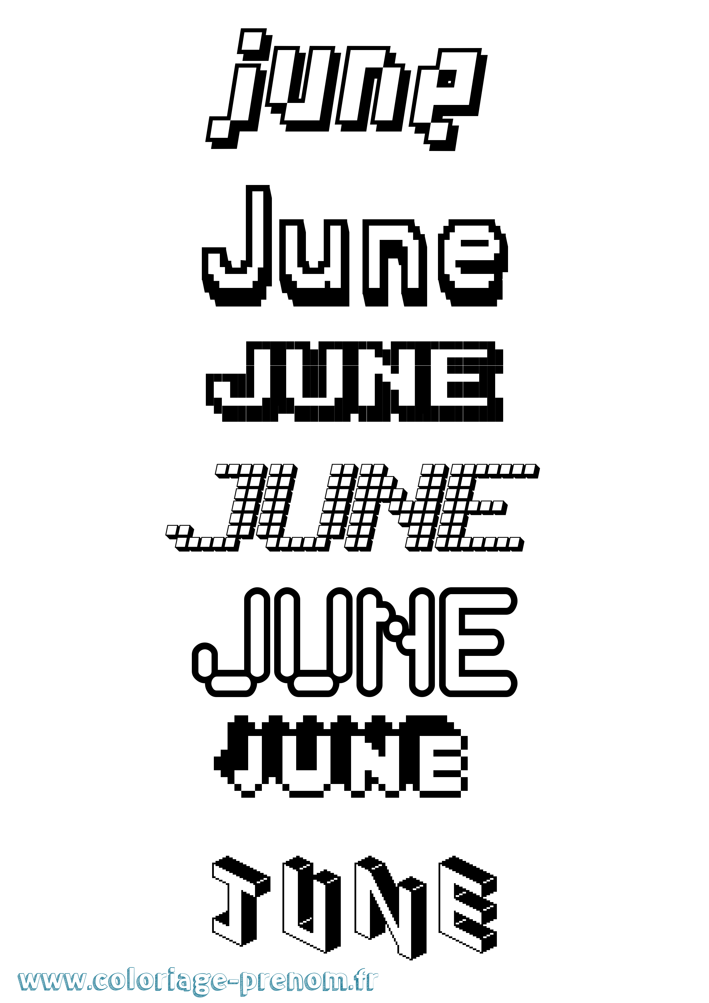 Coloriage June Pixel Coloriage prénom June Pixel