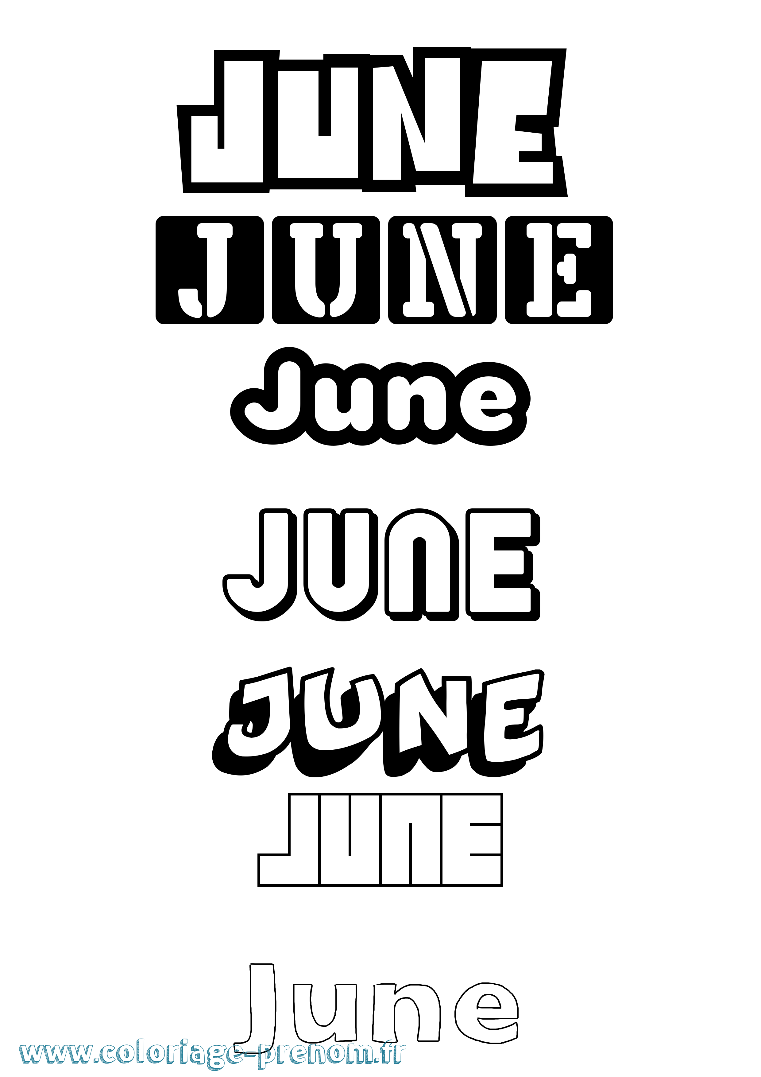 Coloriage June Simple Coloriage prénom June Simple