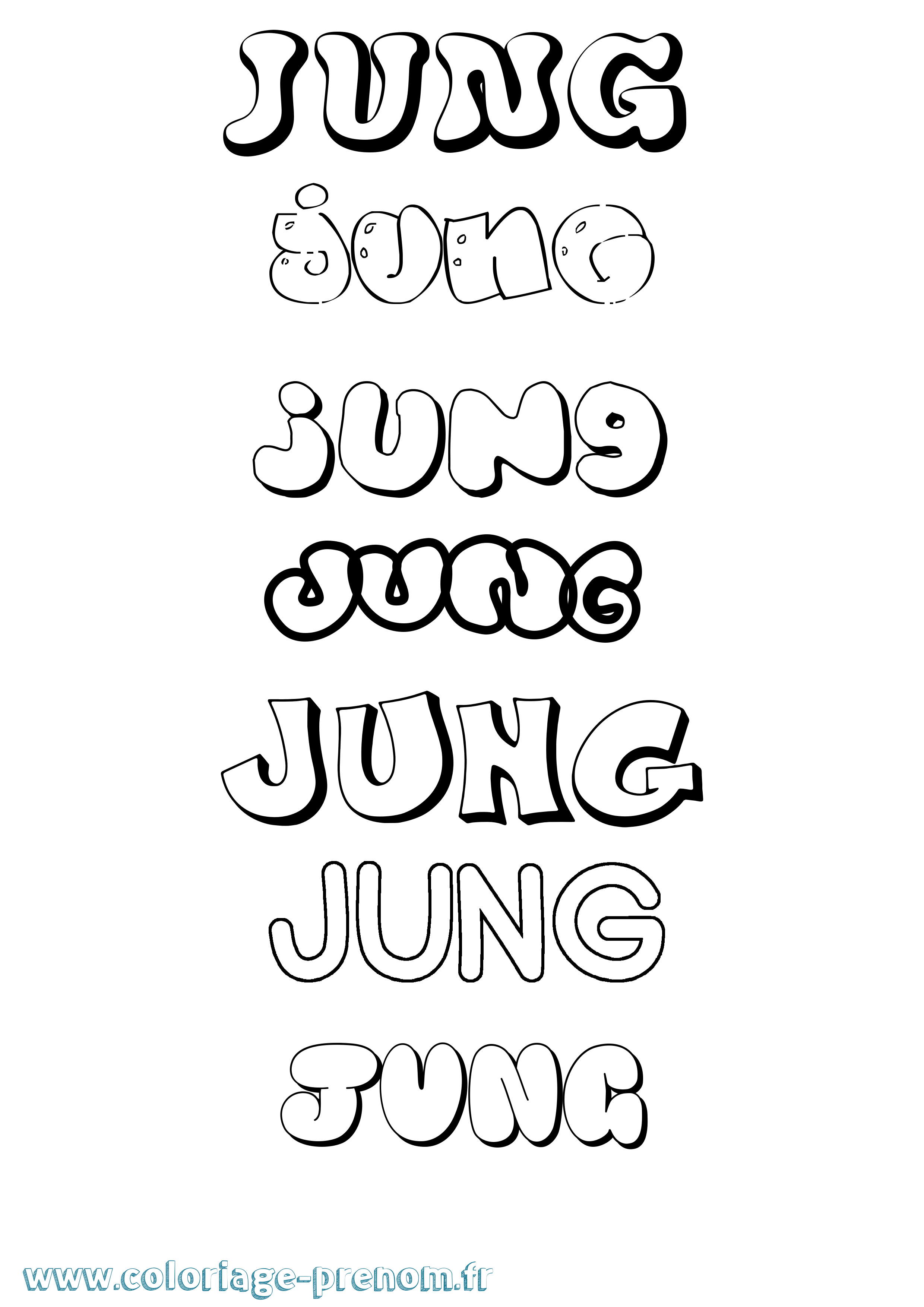 Coloriage prénom Jung Bubble