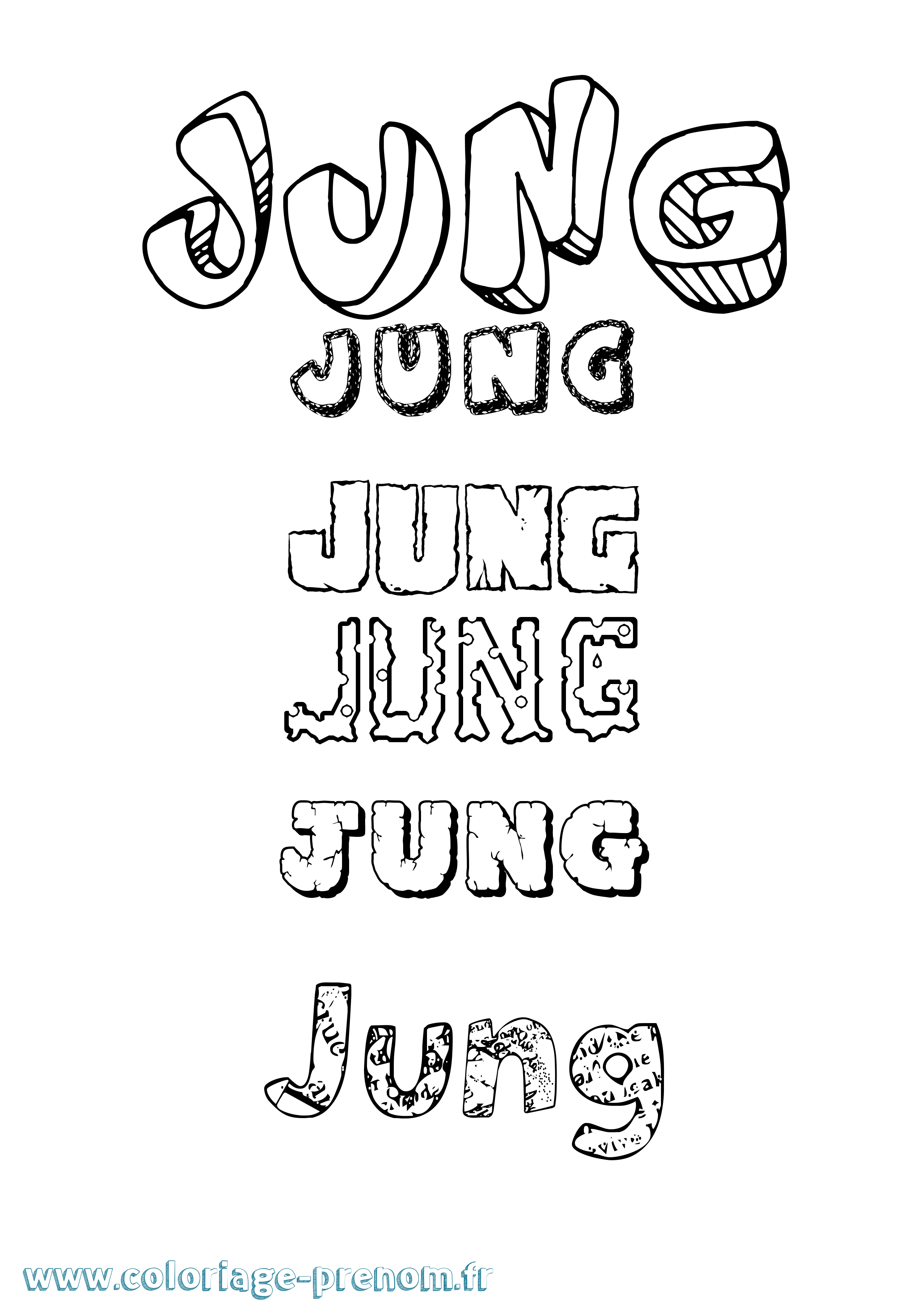 Coloriage prénom Jung Destructuré