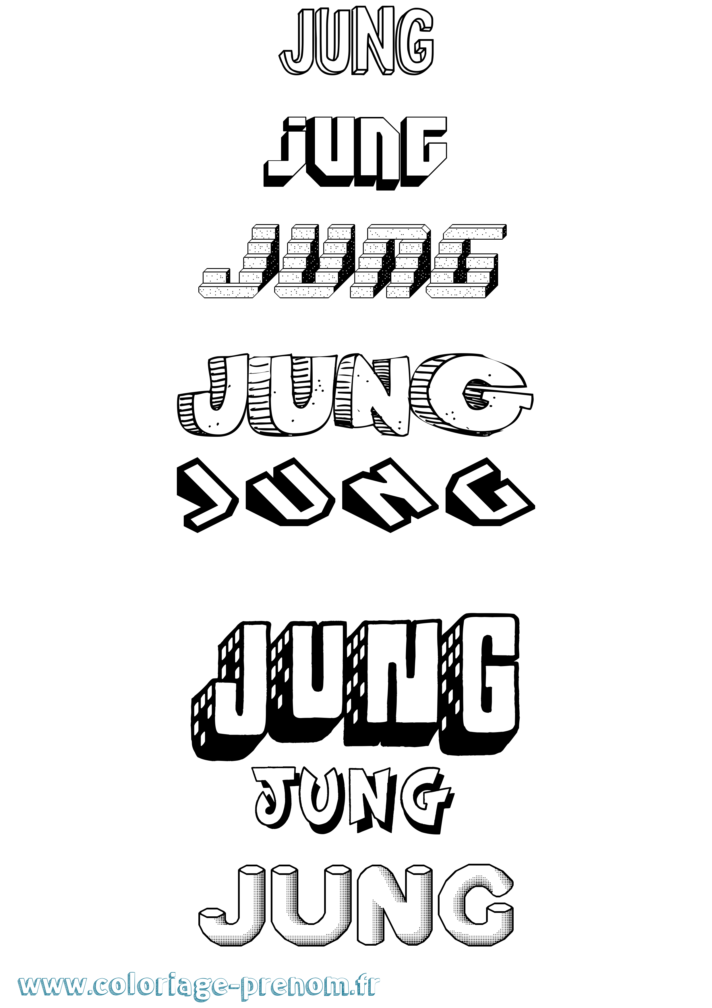 Coloriage prénom Jung Effet 3D