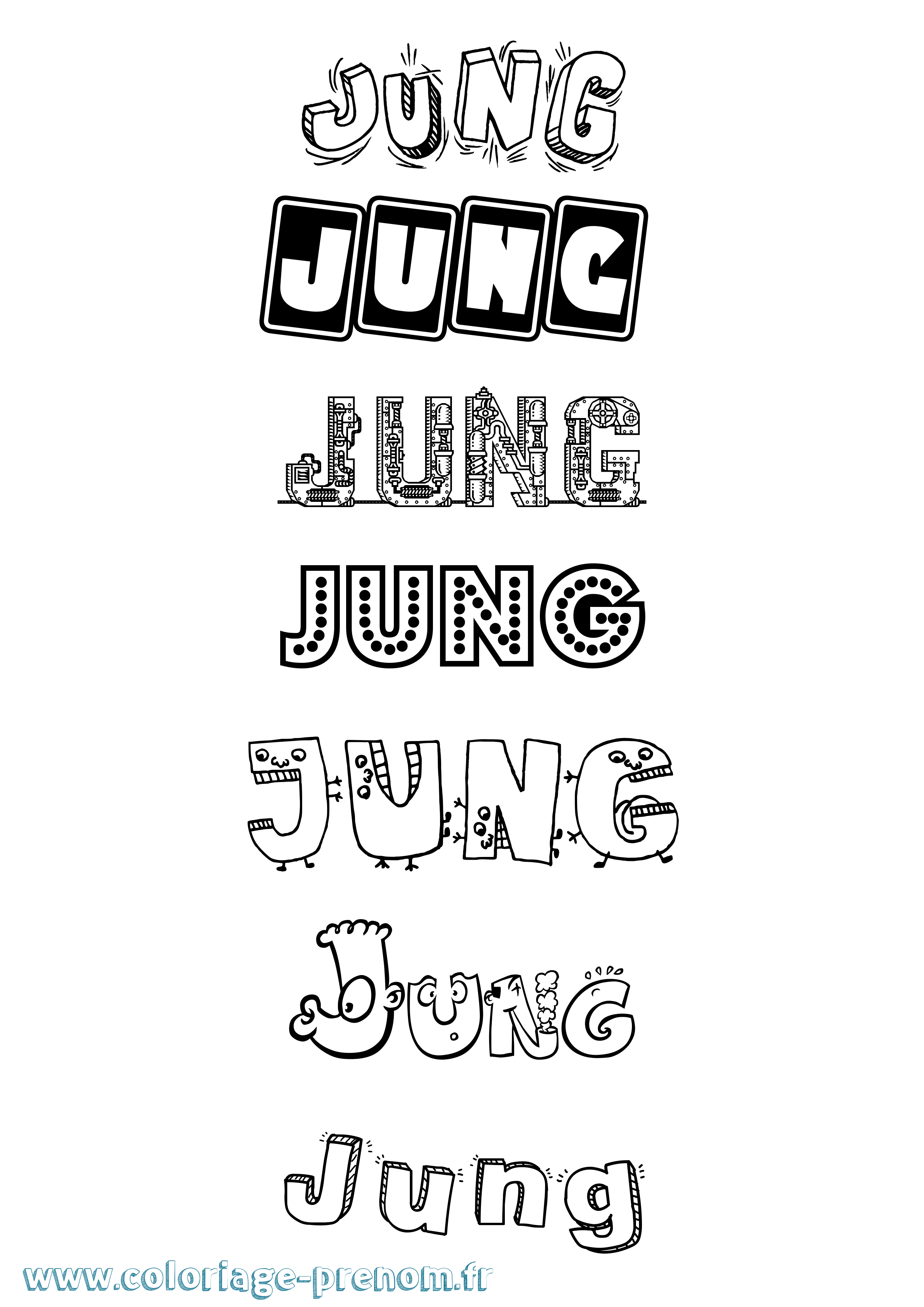 Coloriage prénom Jung Fun