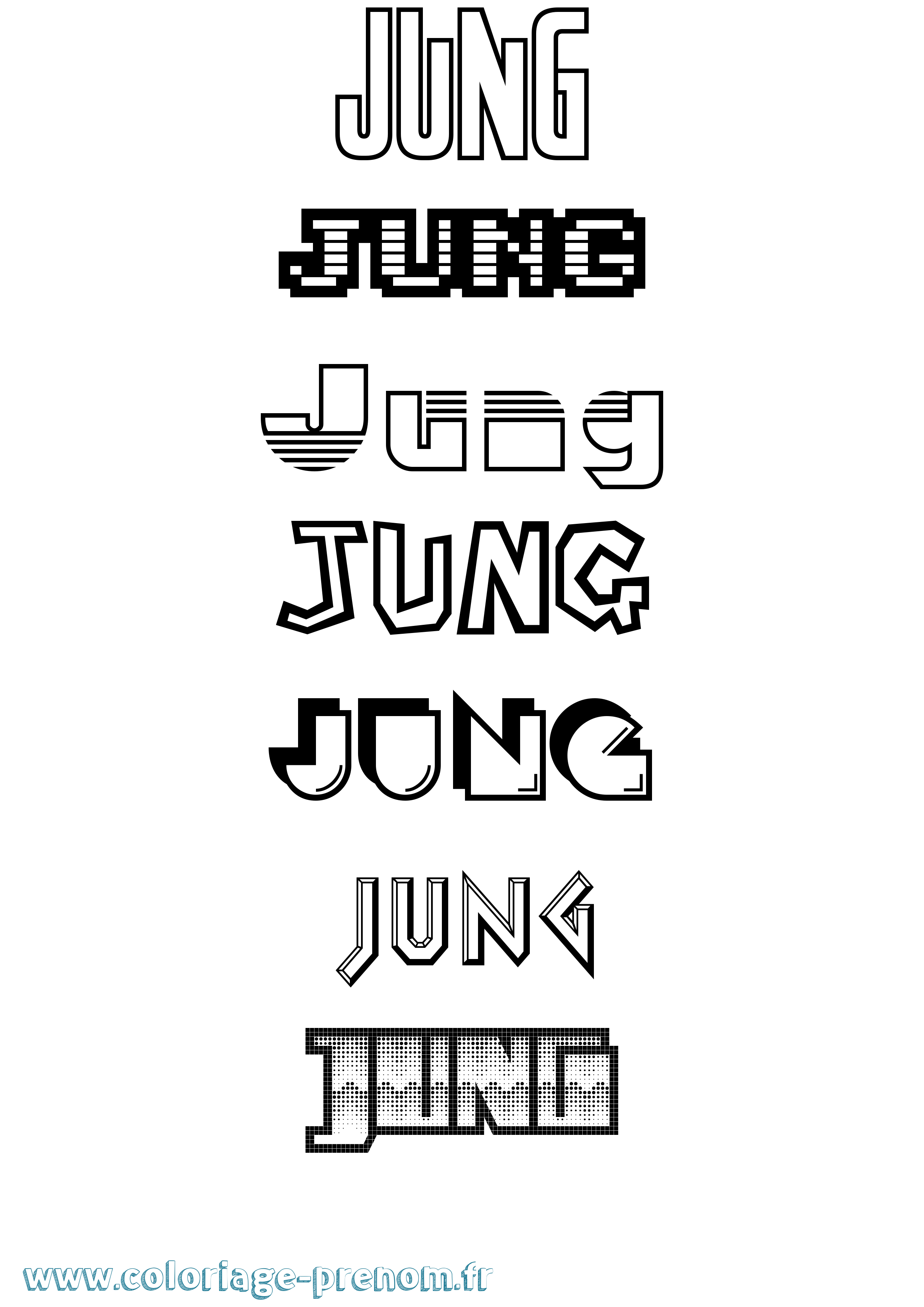 Coloriage prénom Jung Jeux Vidéos