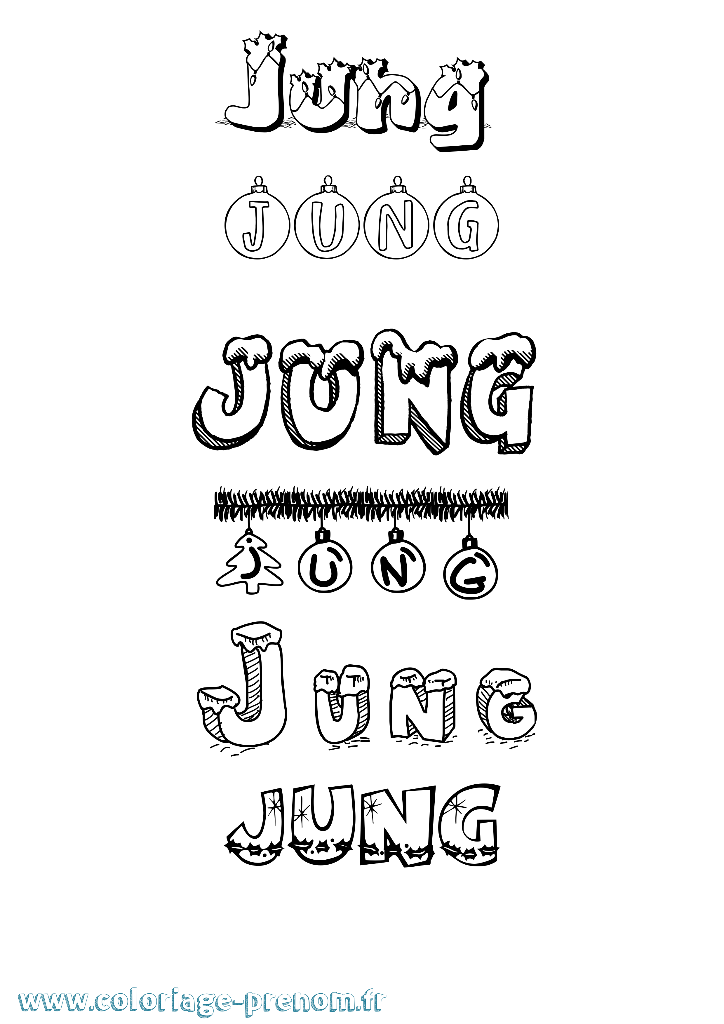 Coloriage prénom Jung Noël