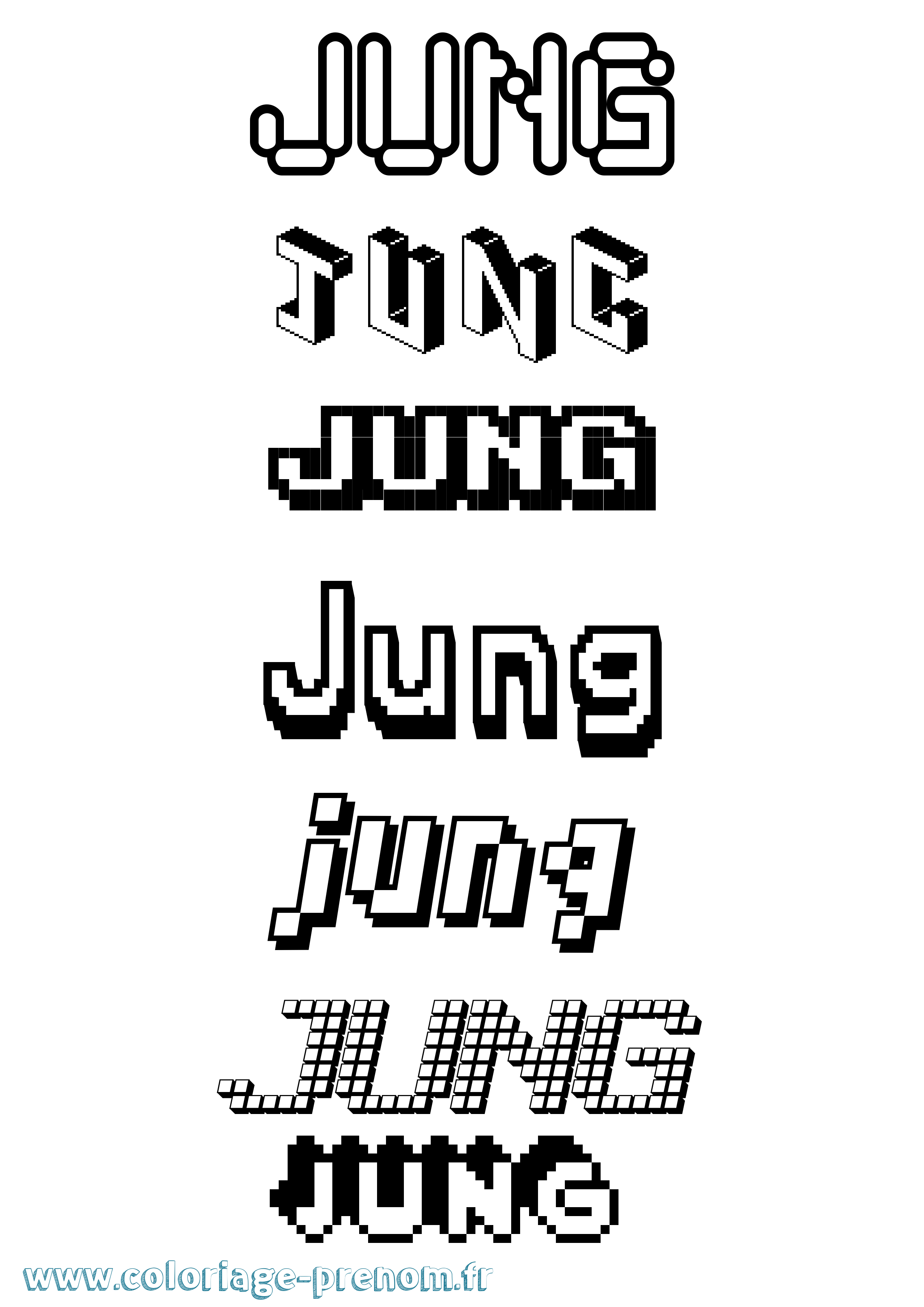 Coloriage prénom Jung Pixel