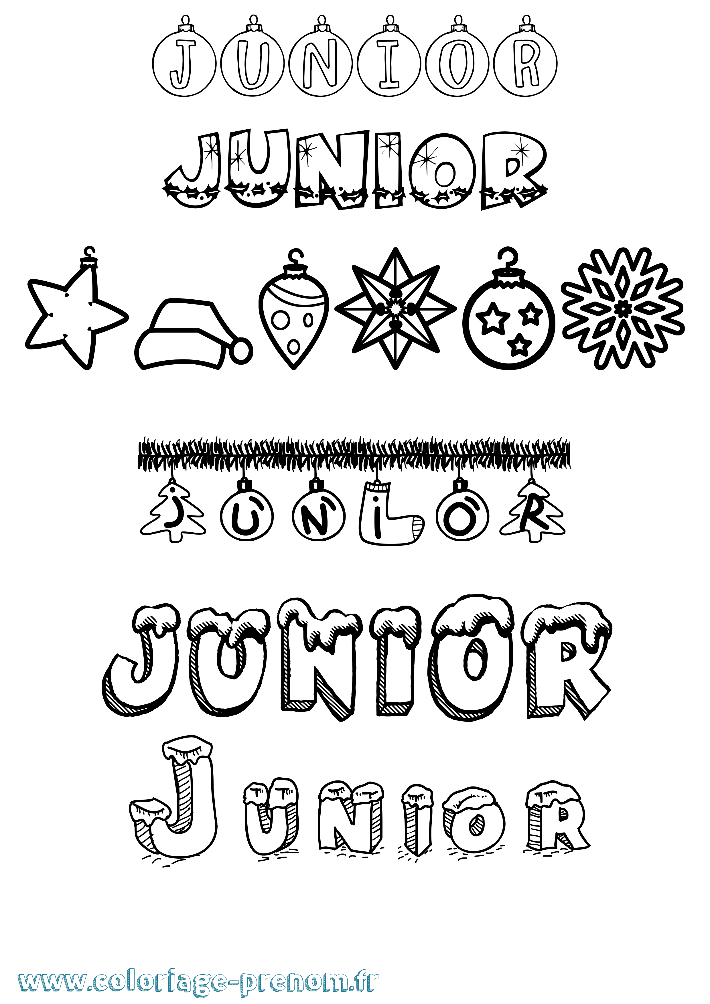 Coloriage prénom Junior Noël