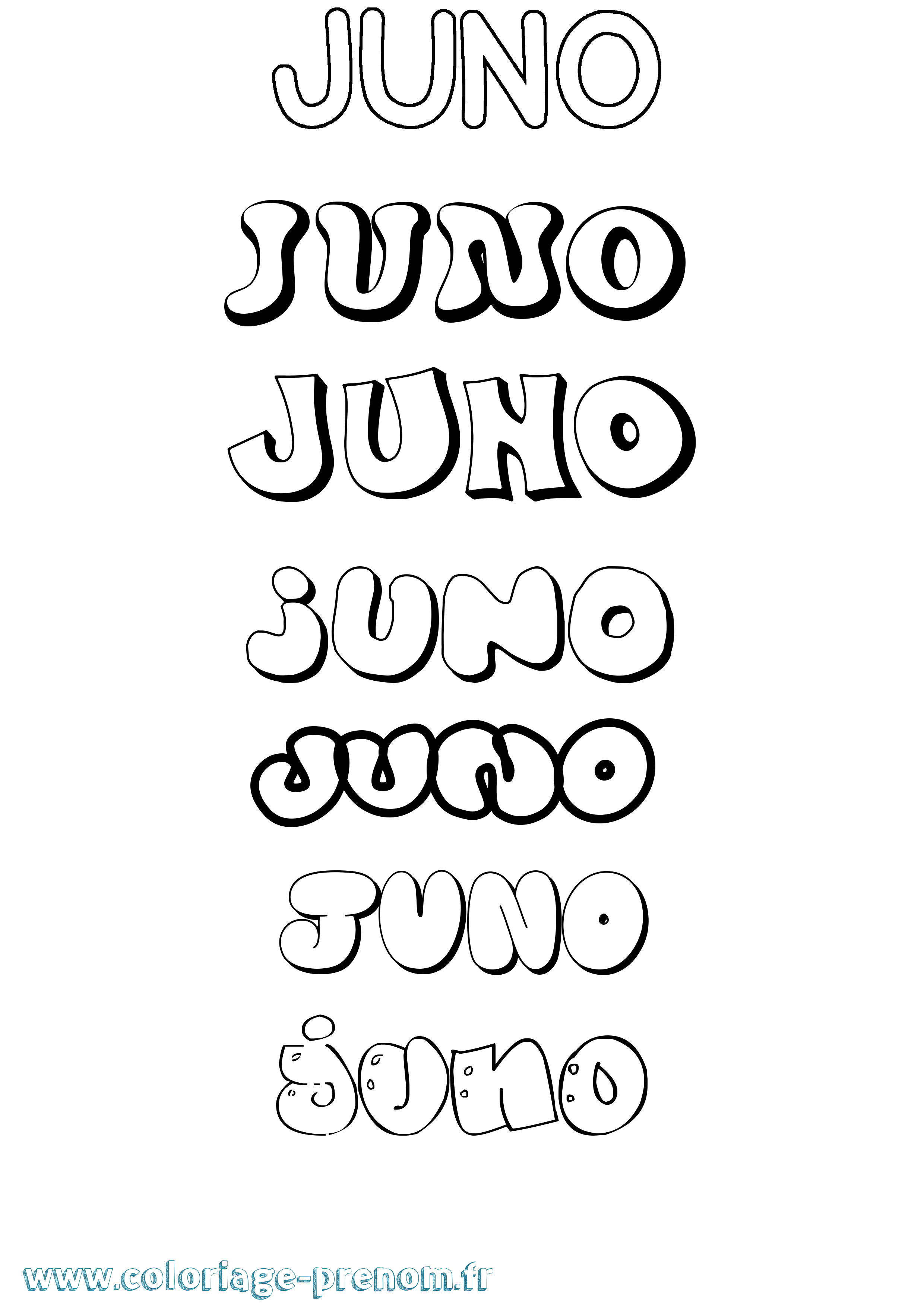Coloriage Juno Bubble Coloriage prénom Juno Bubble