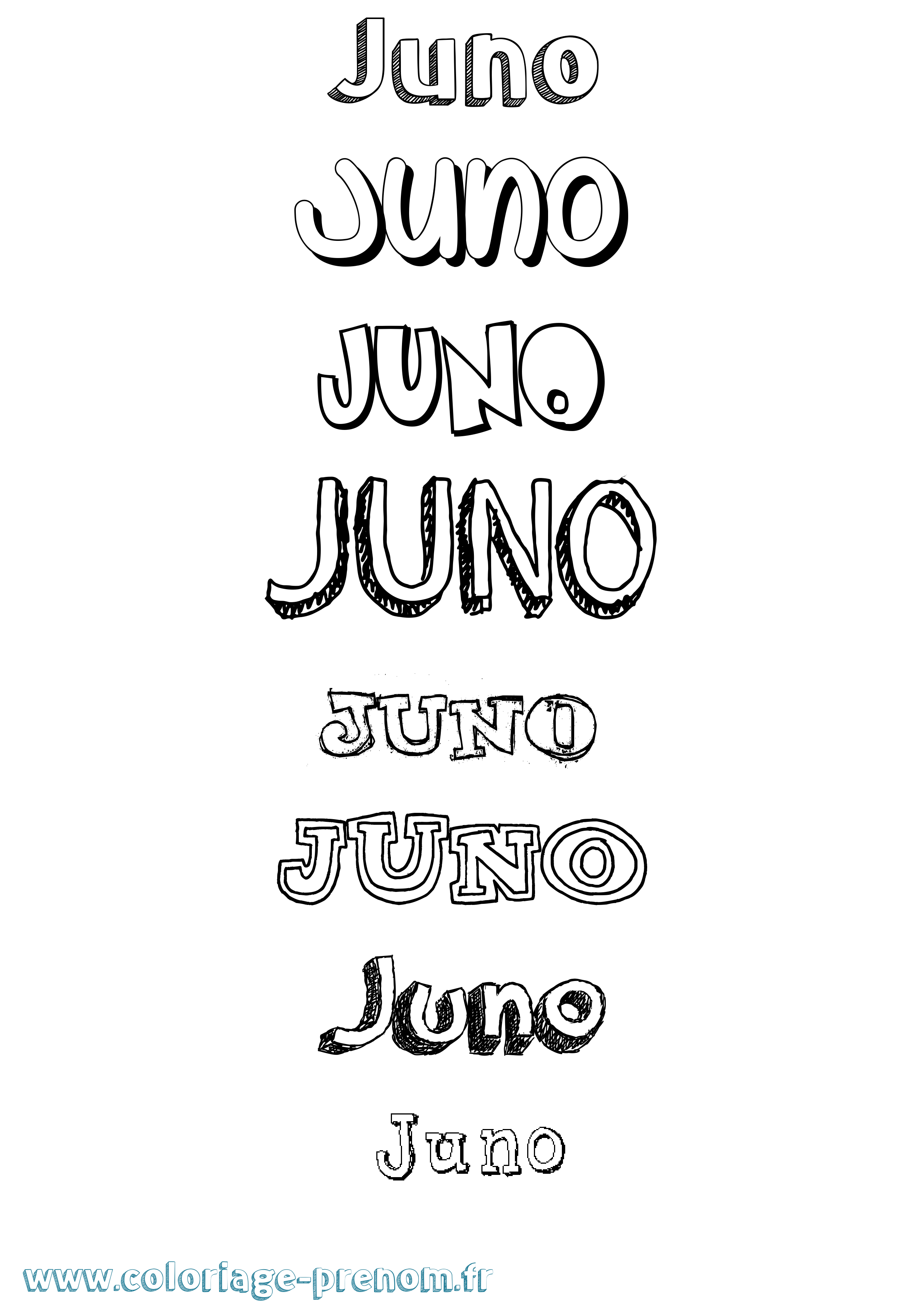 Coloriage Juno Dessiné Coloriage prénom Juno Dessiné