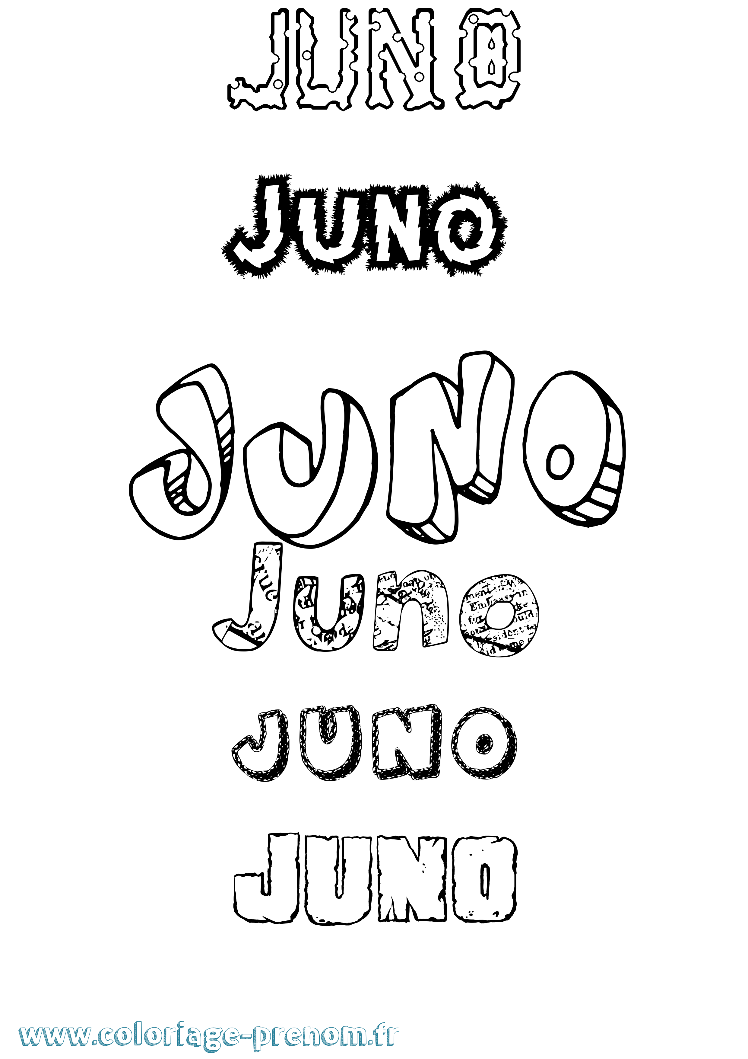 Coloriage Juno Destructuré Coloriage prénom Juno Destructuré
