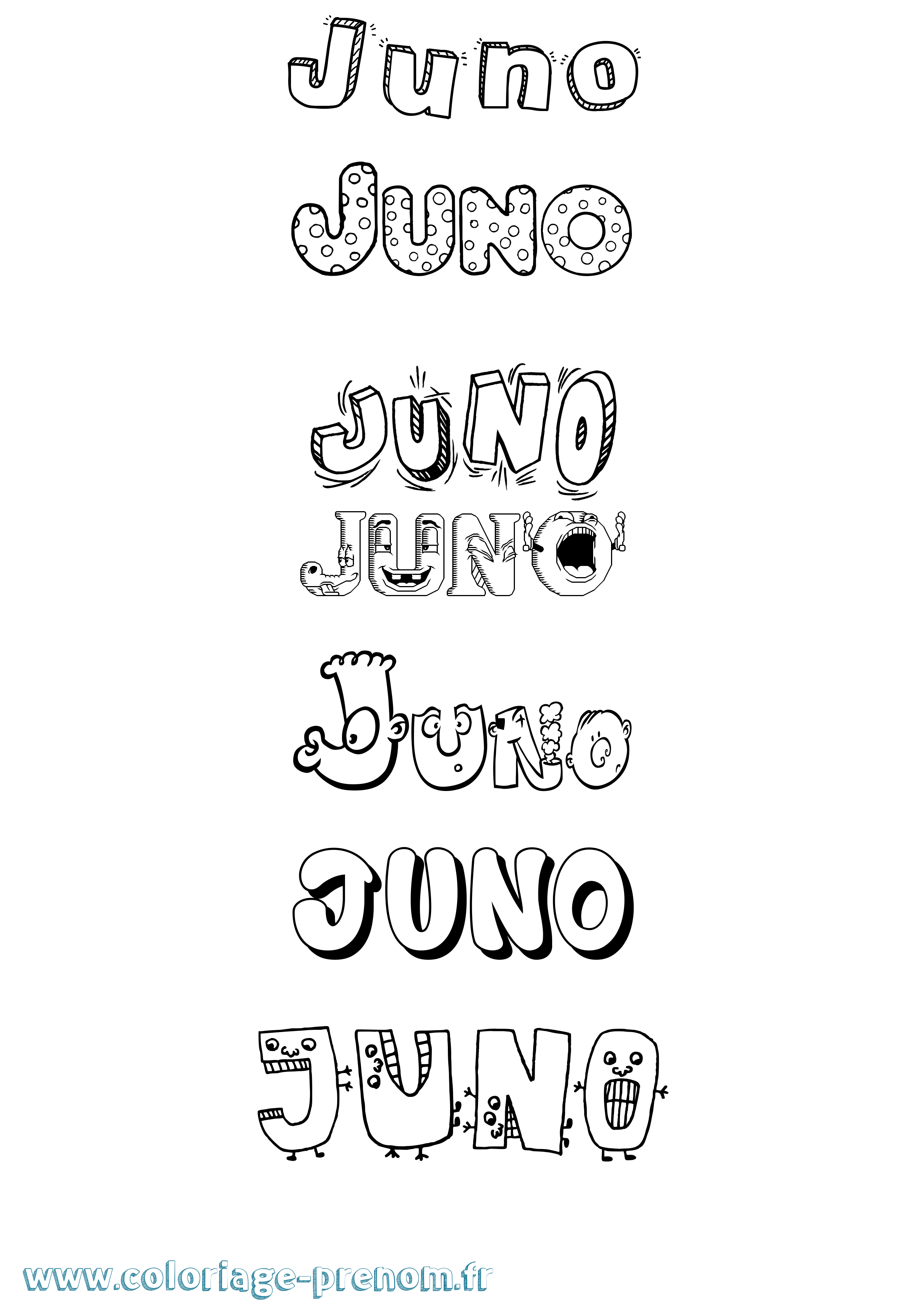 Coloriage prénom Juno Fun