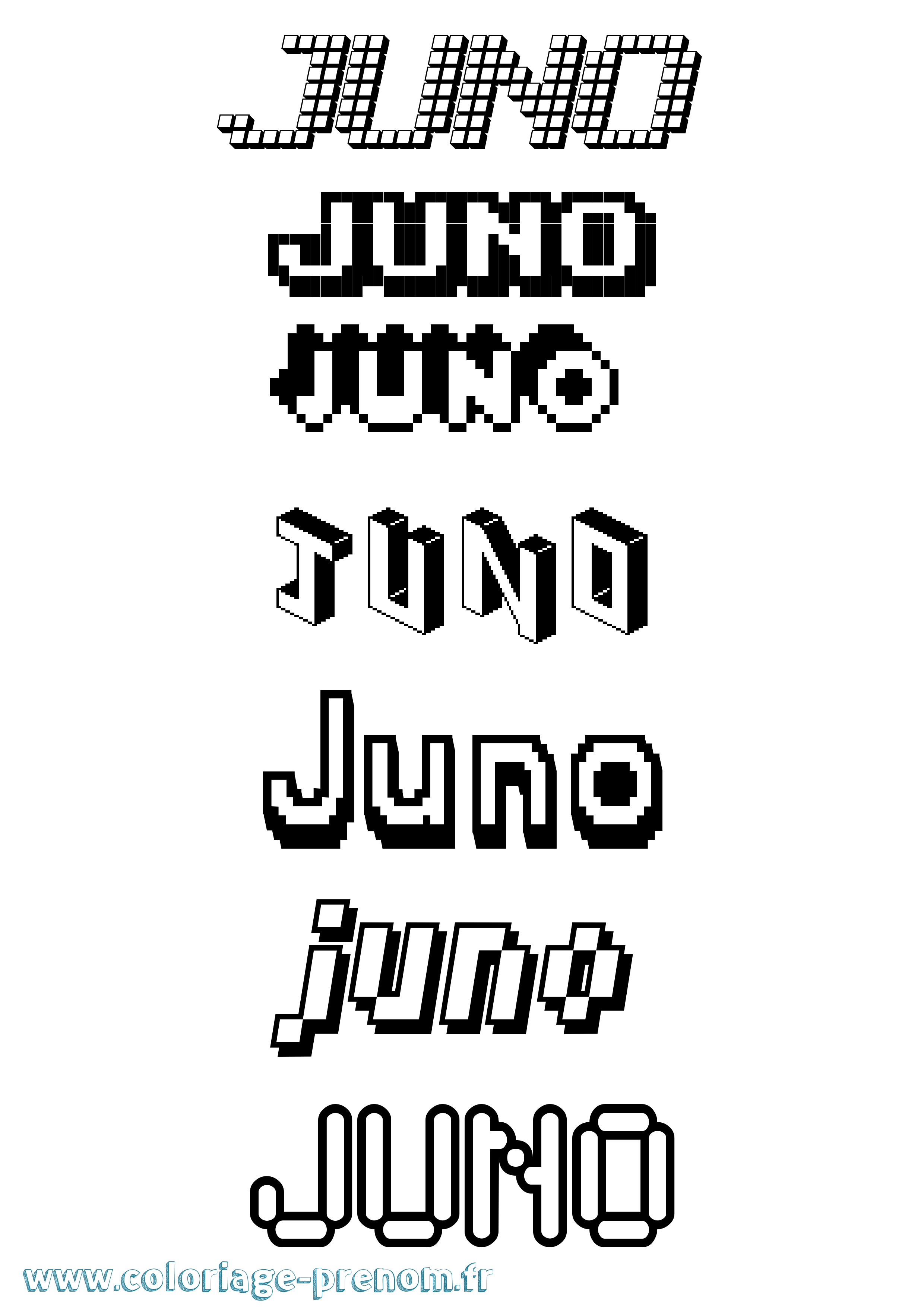 Coloriage prénom Juno Pixel