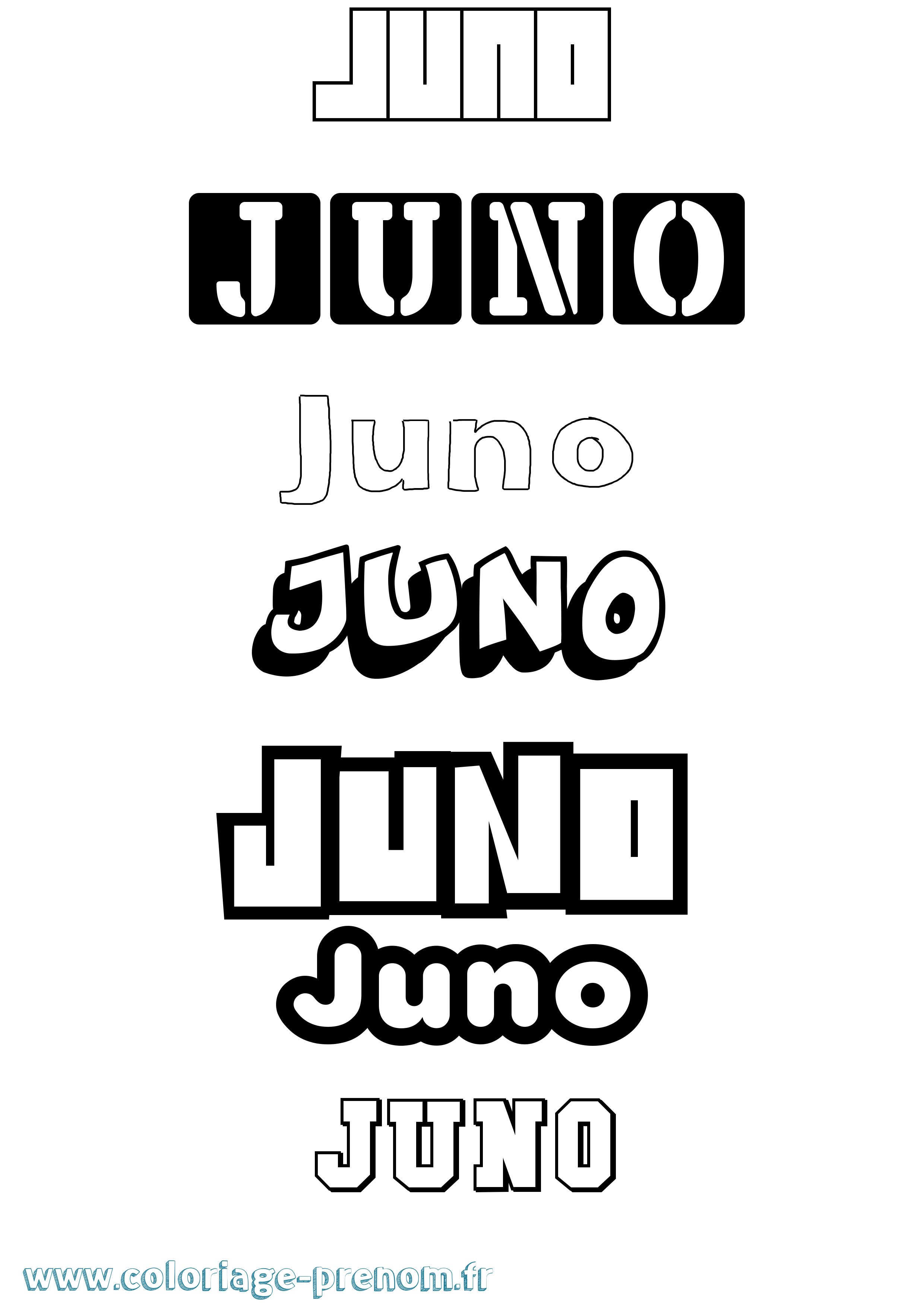 Coloriage Juno Simple Coloriage prénom Juno Simple