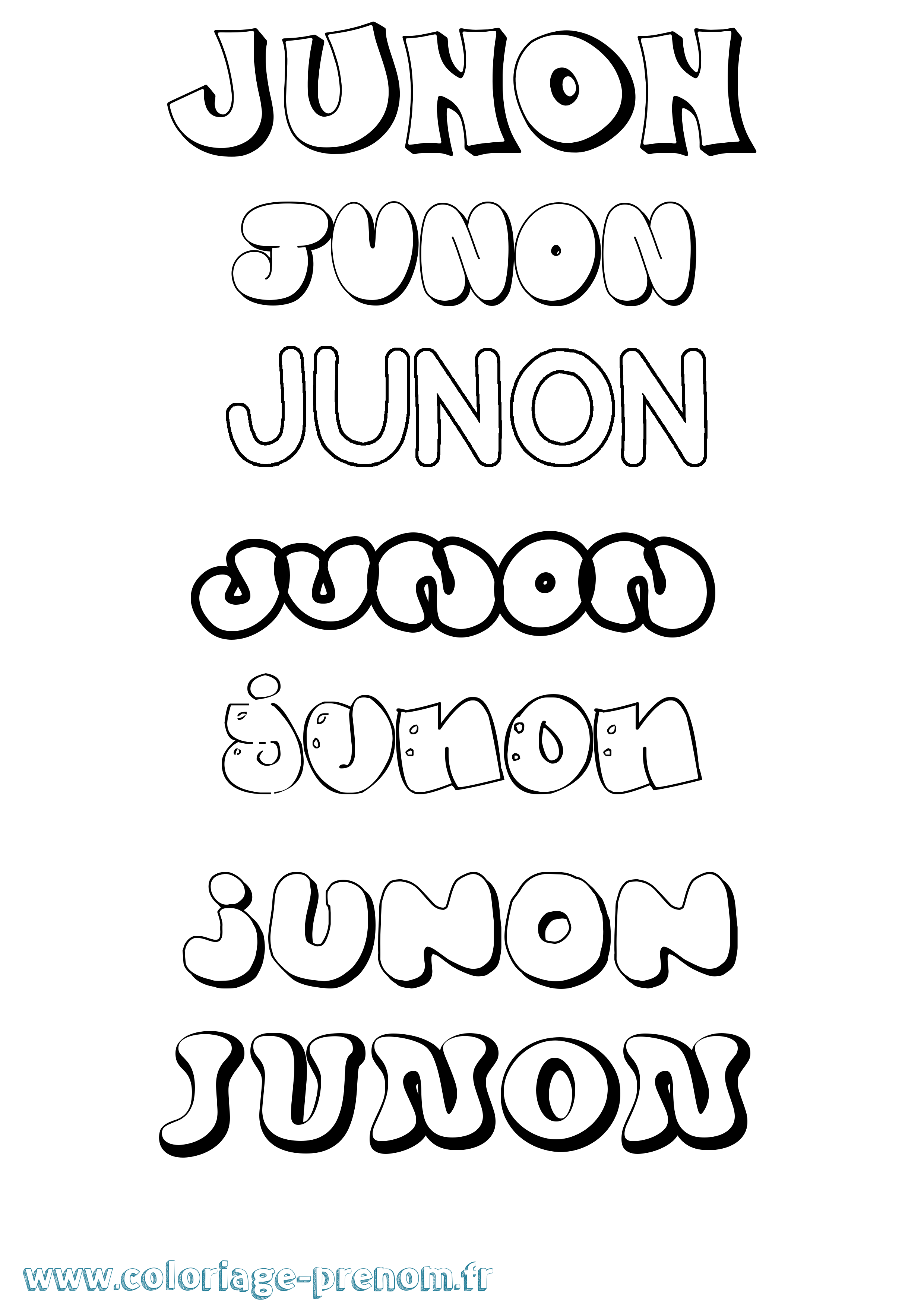 Coloriage prénom Junon Bubble