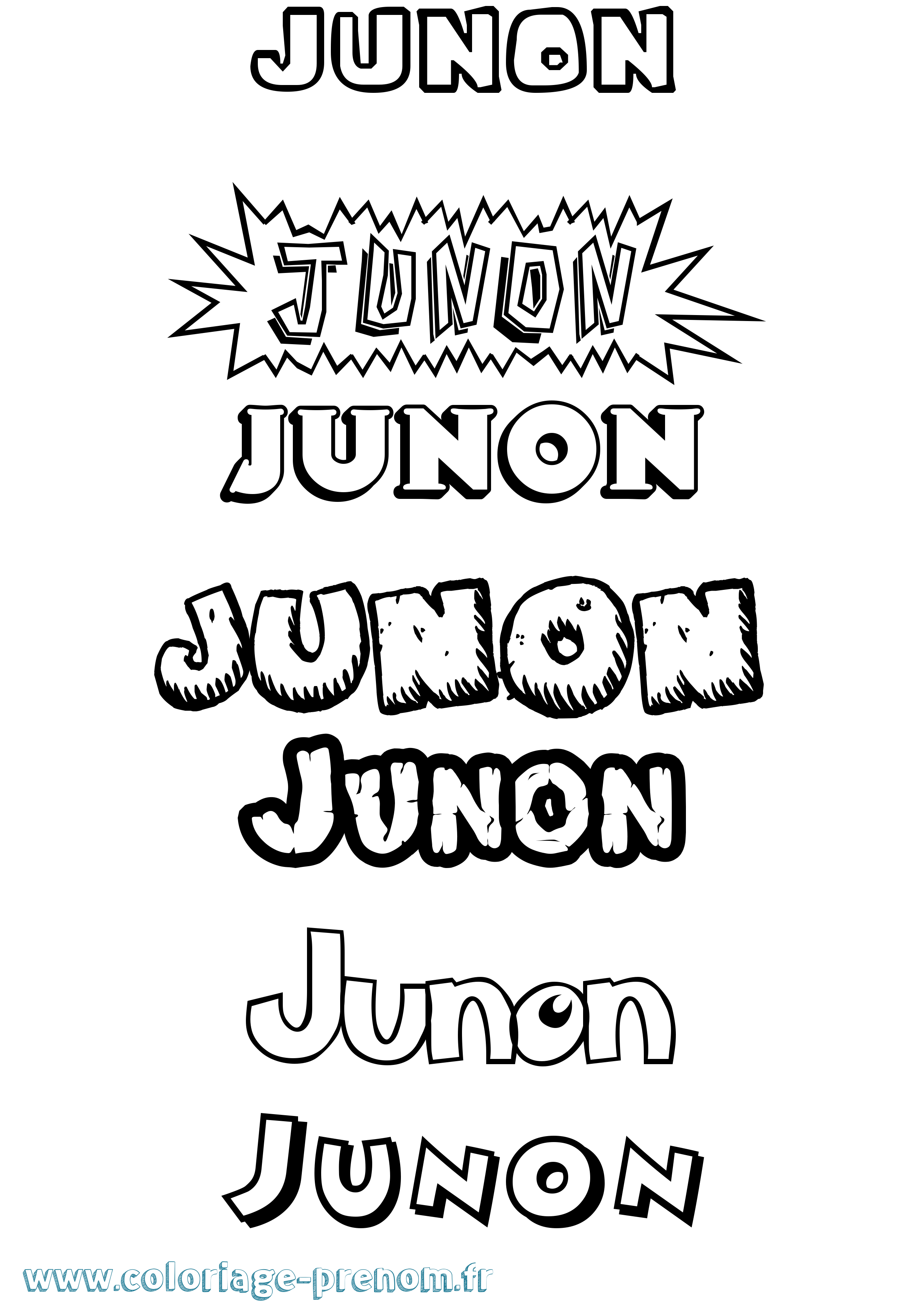 Coloriage prénom Junon Dessin Animé