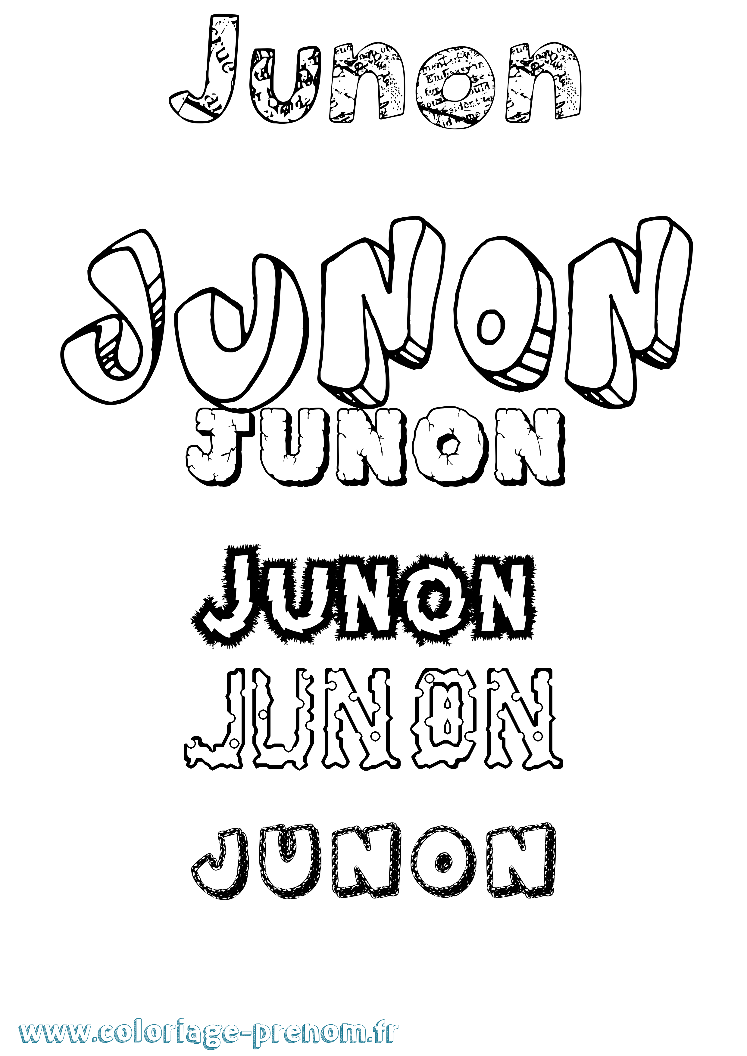 Coloriage prénom Junon Destructuré