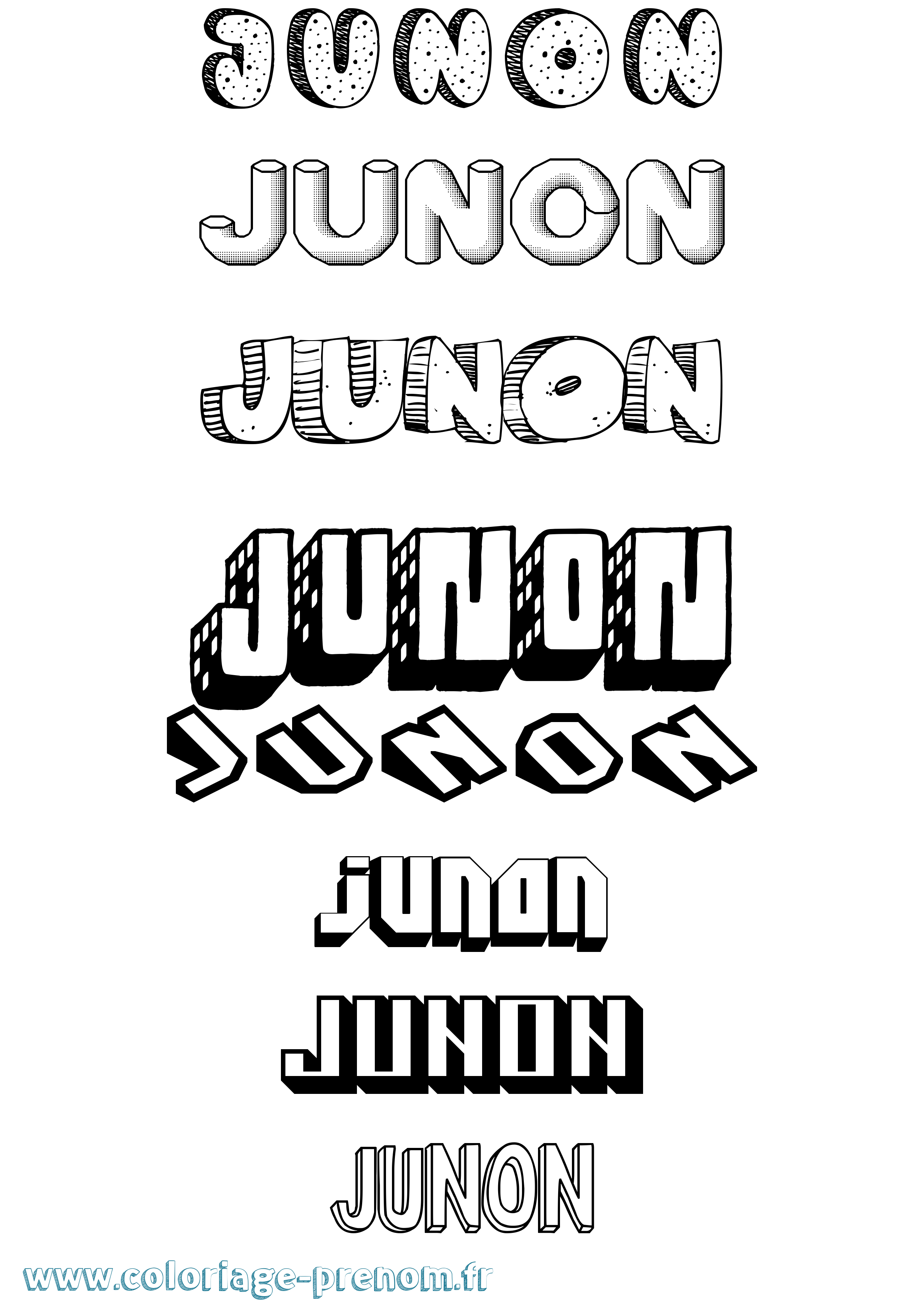 Coloriage prénom Junon Effet 3D