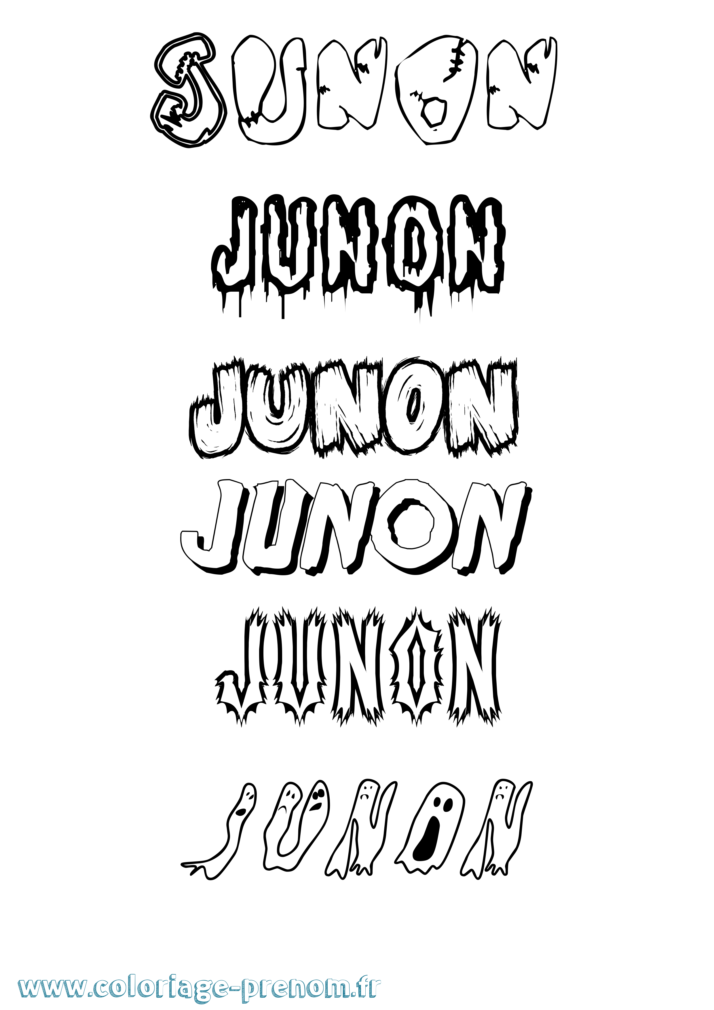 Coloriage prénom Junon Frisson