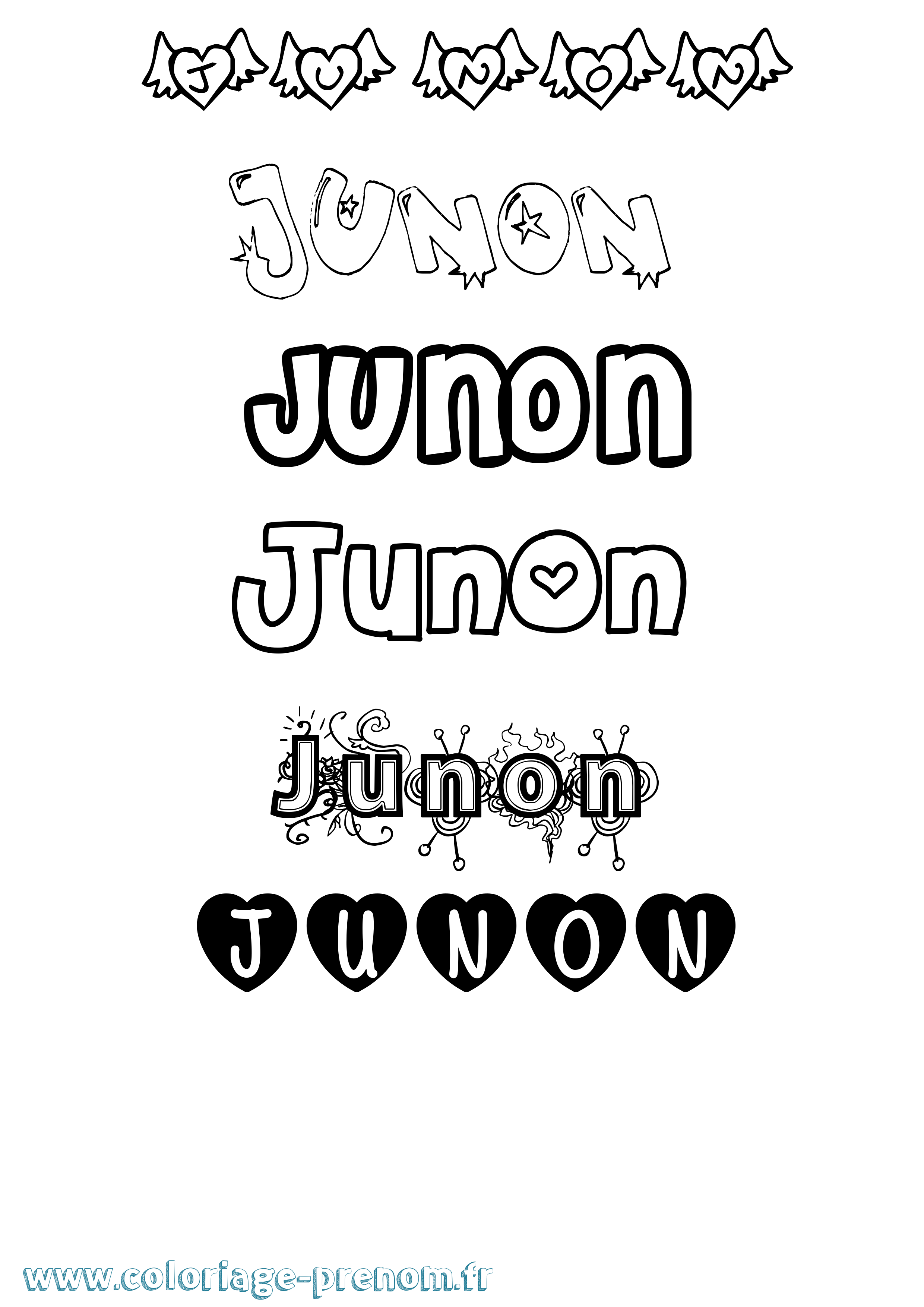 Coloriage prénom Junon Girly