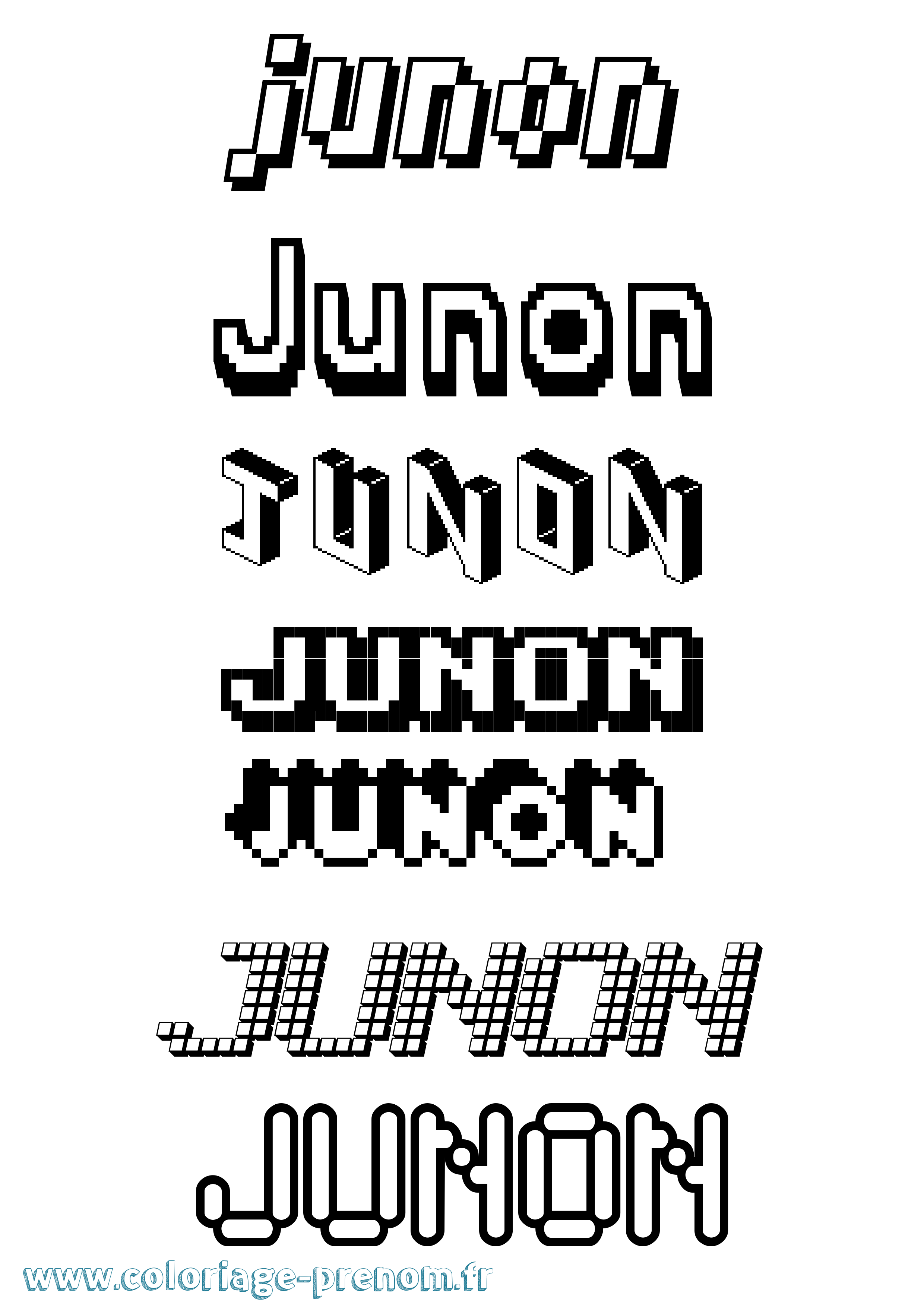 Coloriage prénom Junon Pixel