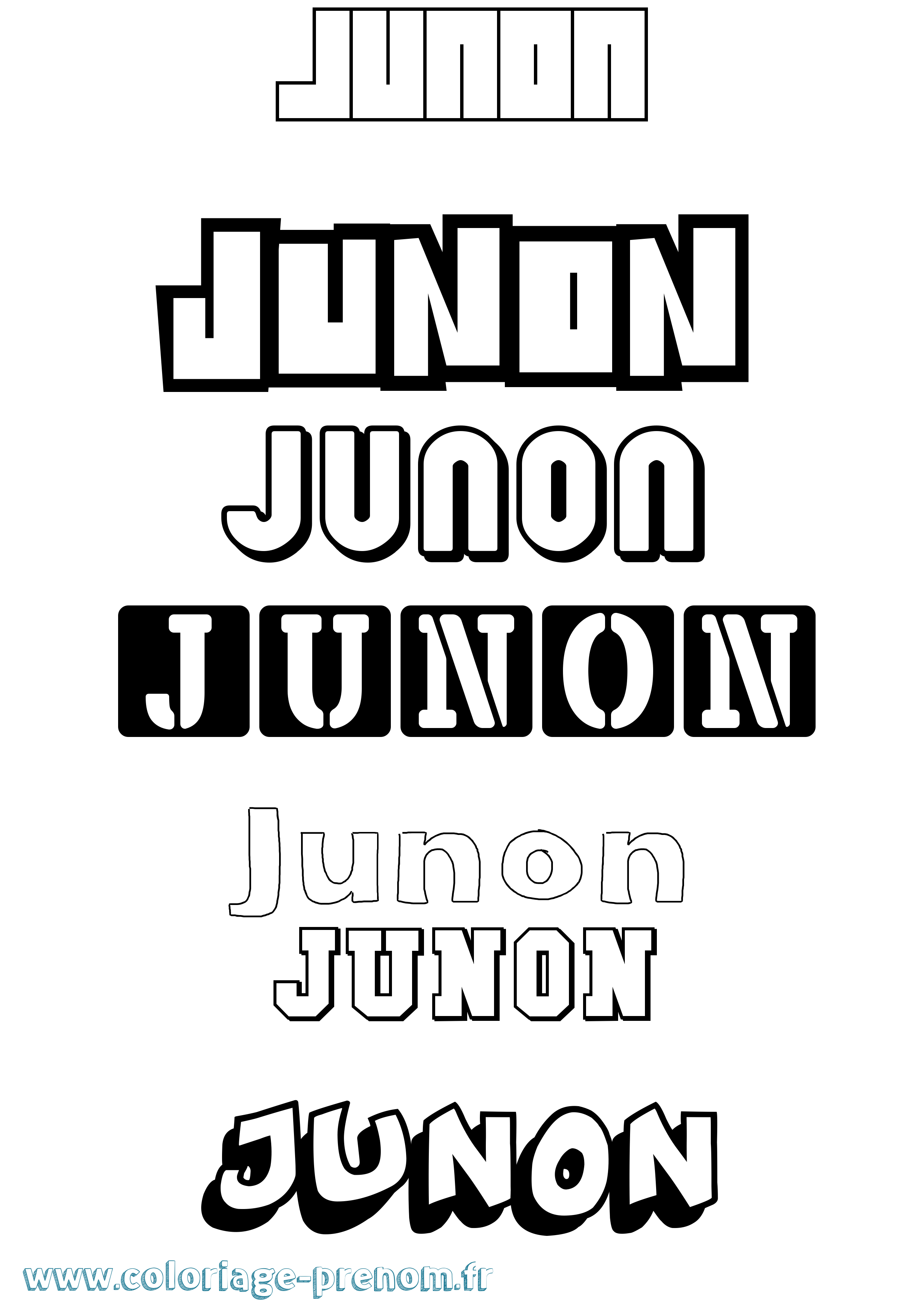 Coloriage prénom Junon Simple