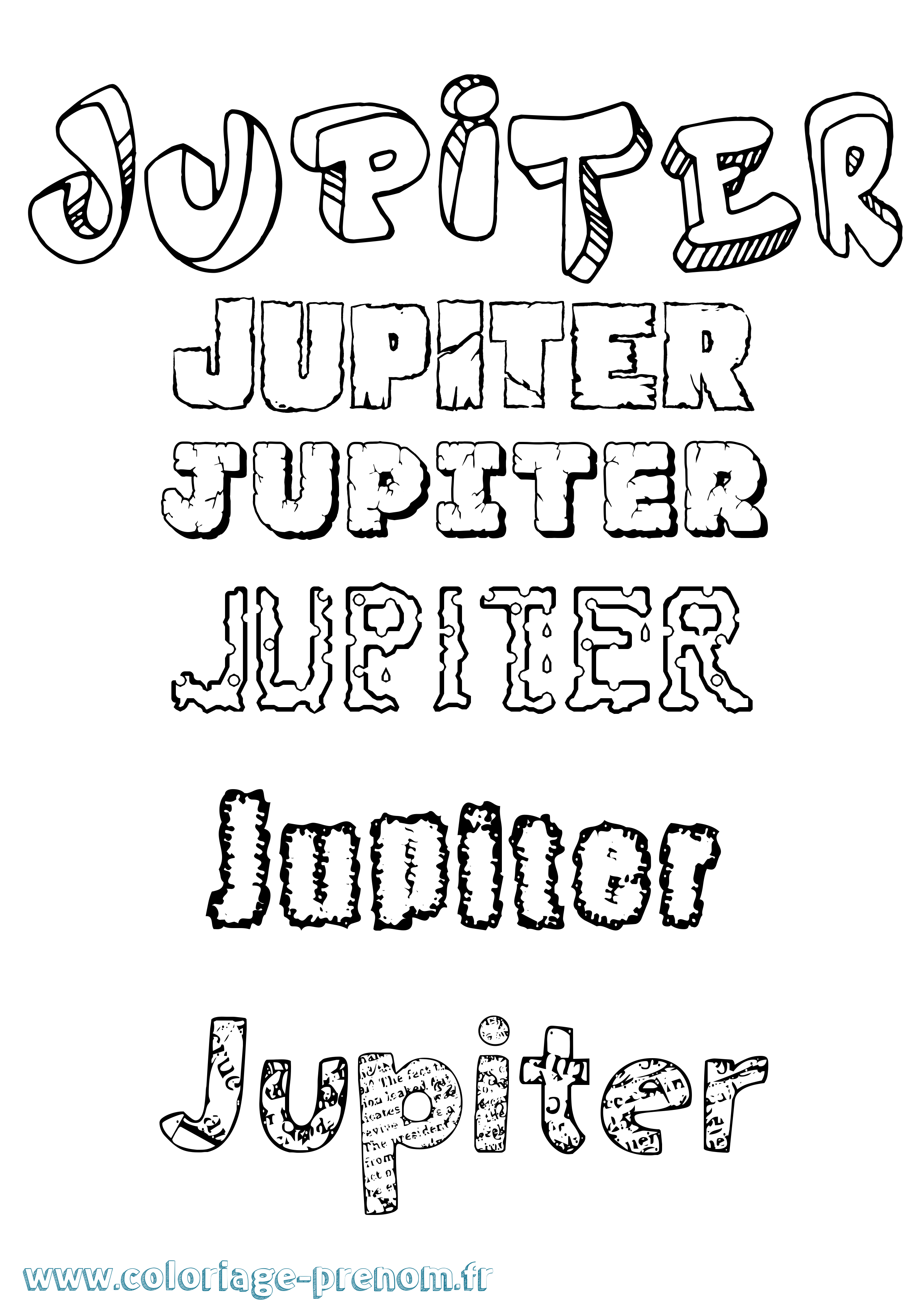 Coloriage prénom Jupiter Destructuré