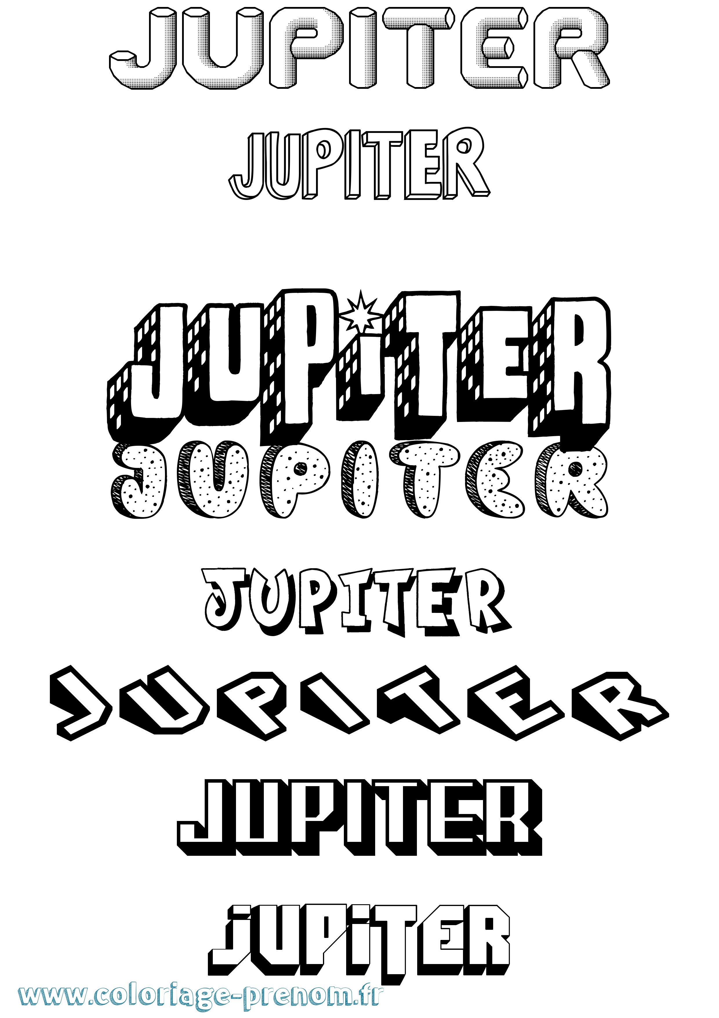 Coloriage prénom Jupiter Effet 3D