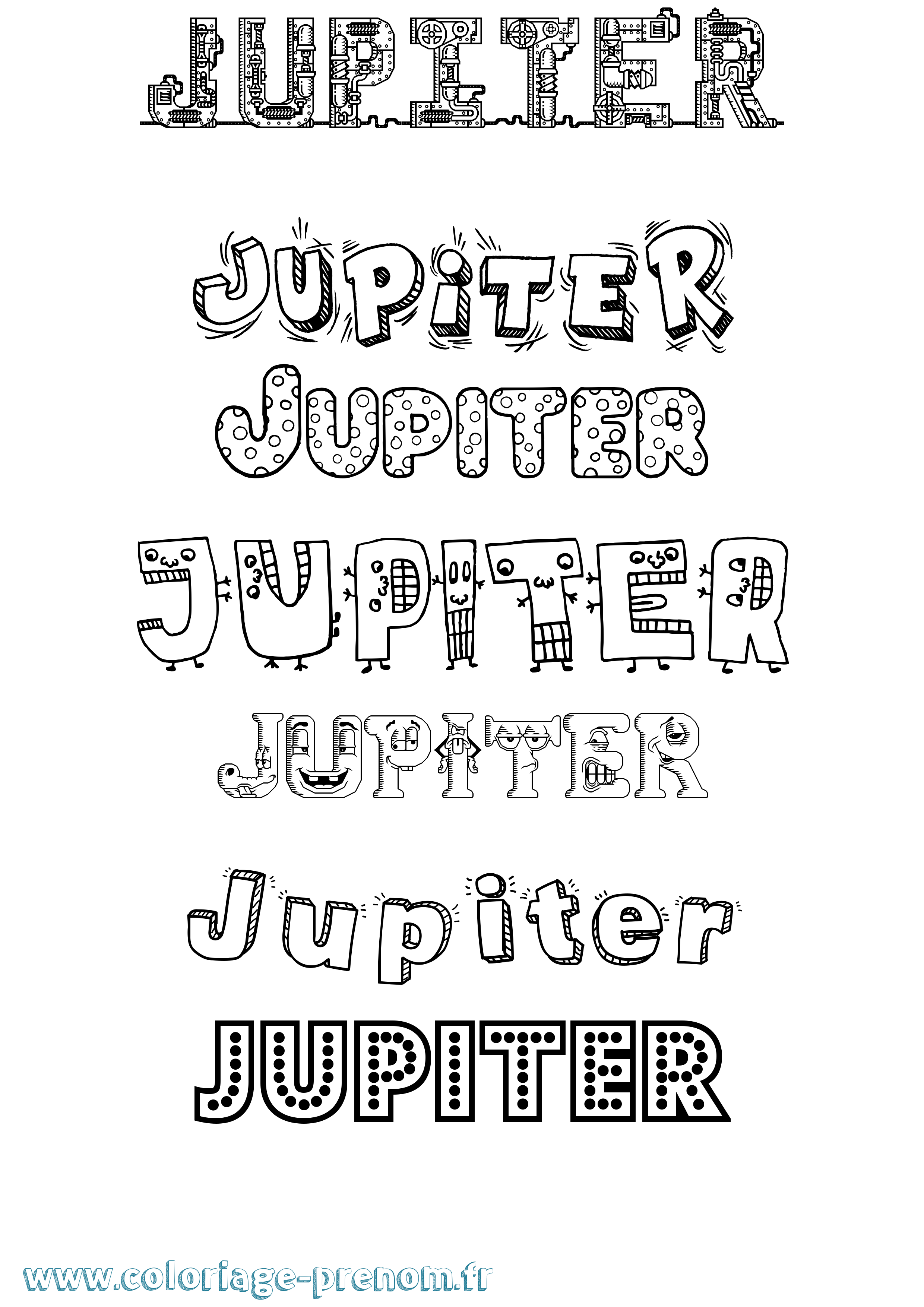 Coloriage prénom Jupiter Fun