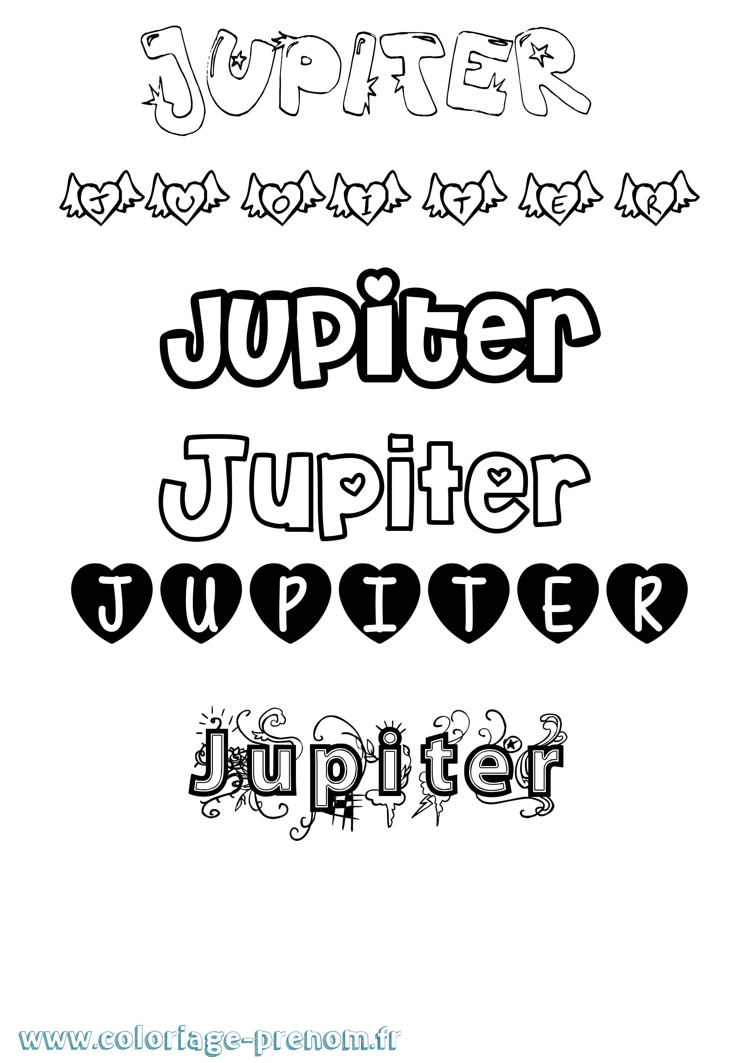 Coloriage prénom Jupiter Girly