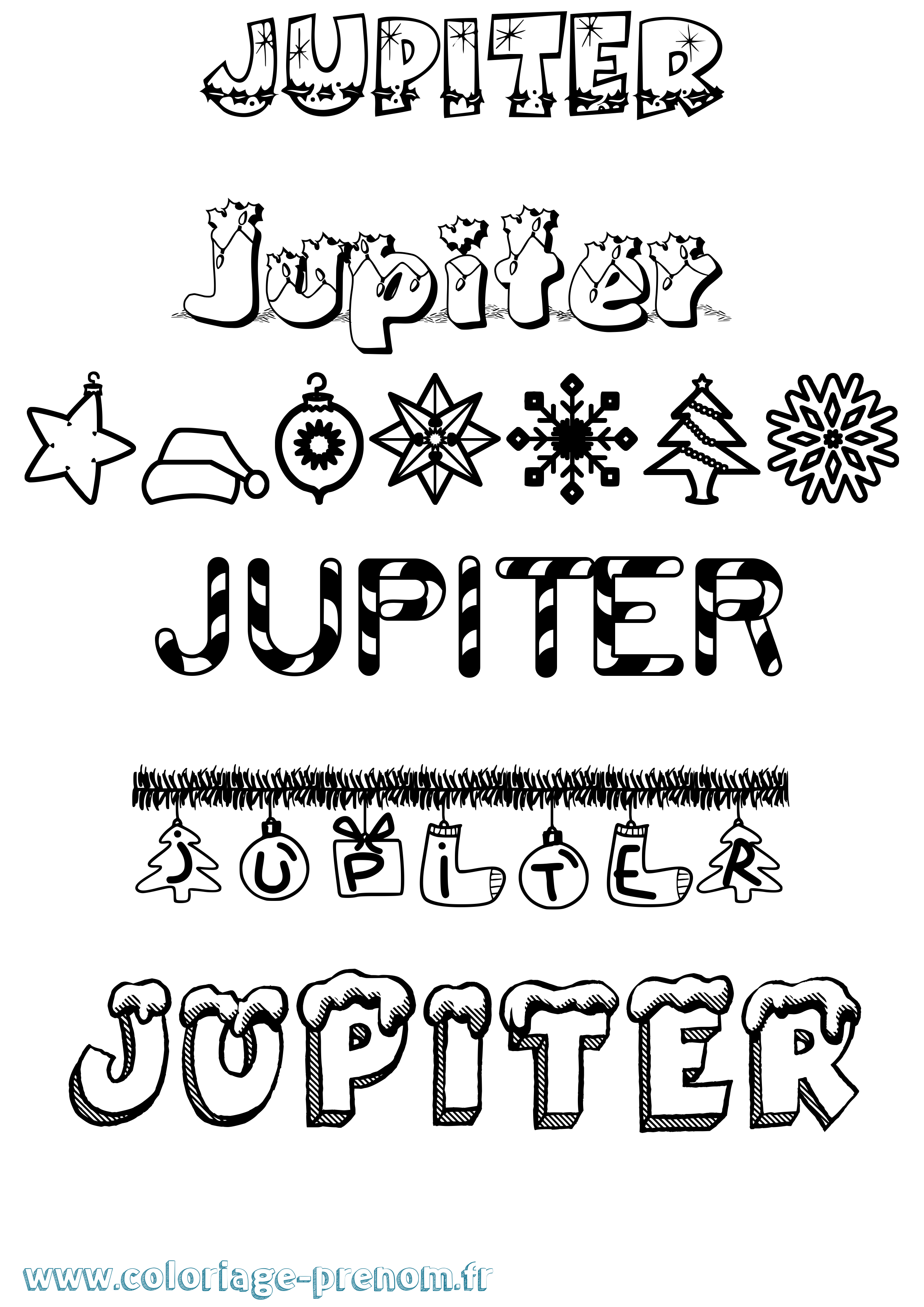 Coloriage prénom Jupiter Noël