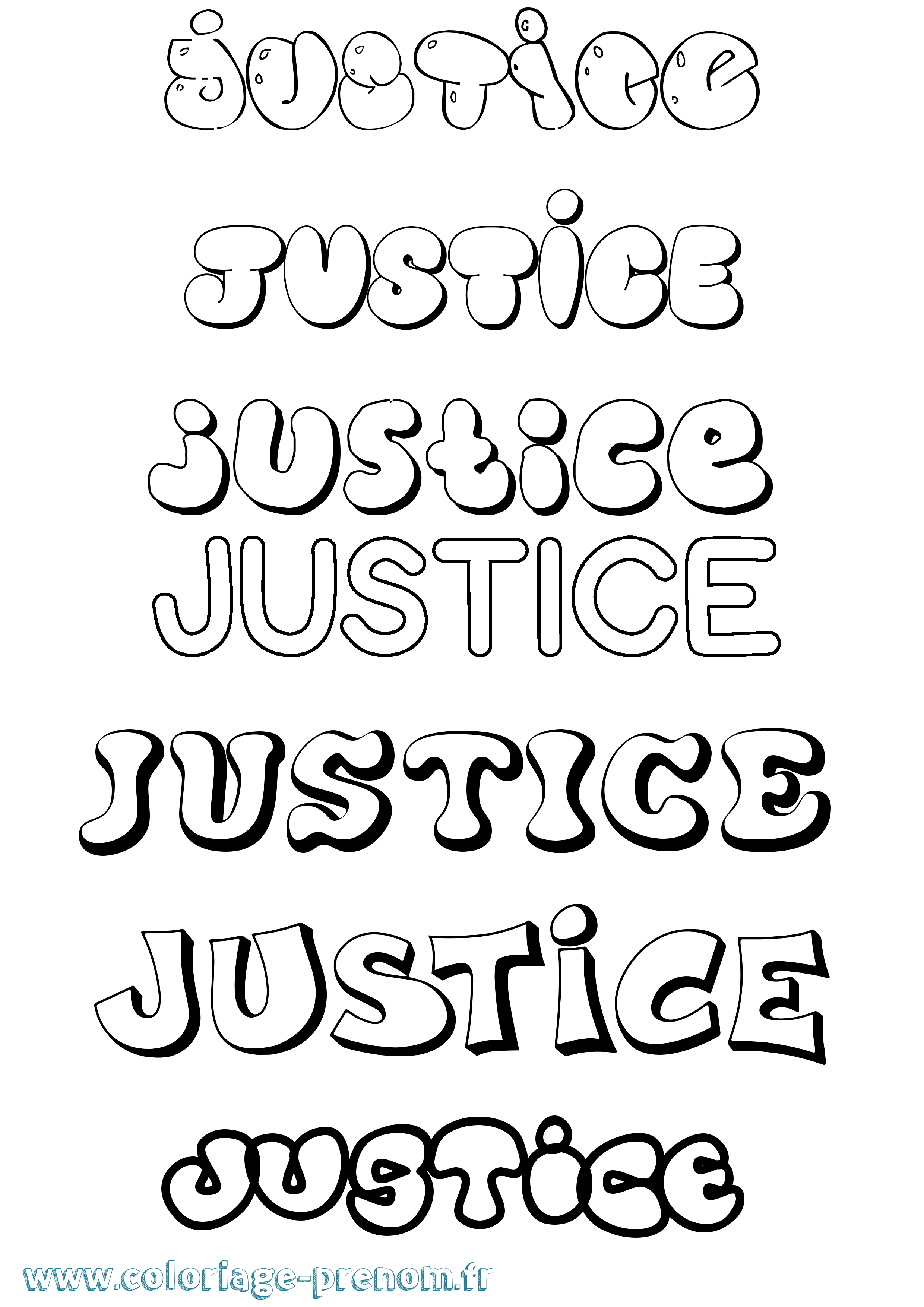 Coloriage Justice Bubble Coloriage prénom Justice Bubble