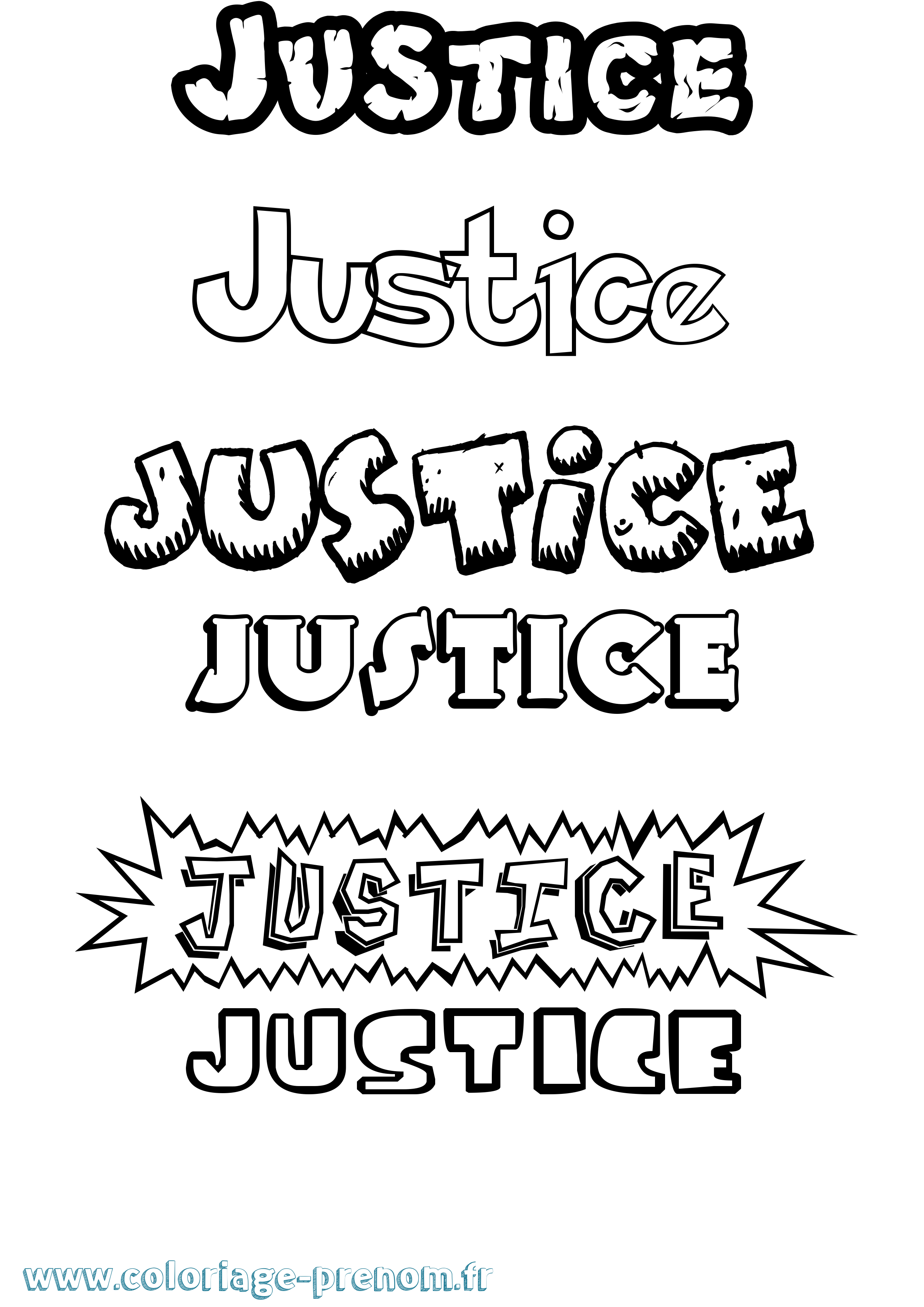 Coloriage Justice Dessin Animé Coloriage prénom Justice Dessin Animé