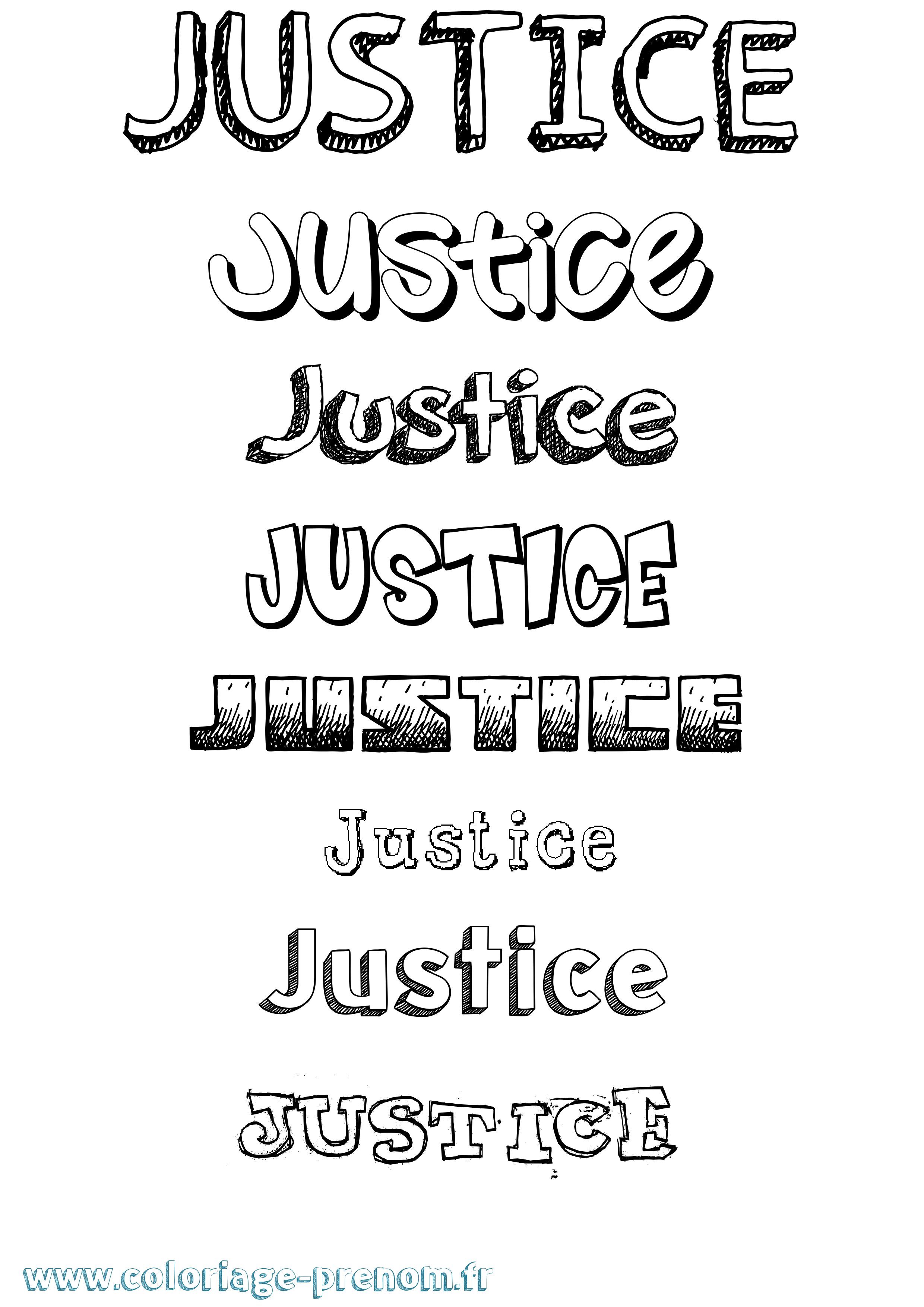 Coloriage Justice Dessiné Coloriage prénom Justice Dessiné