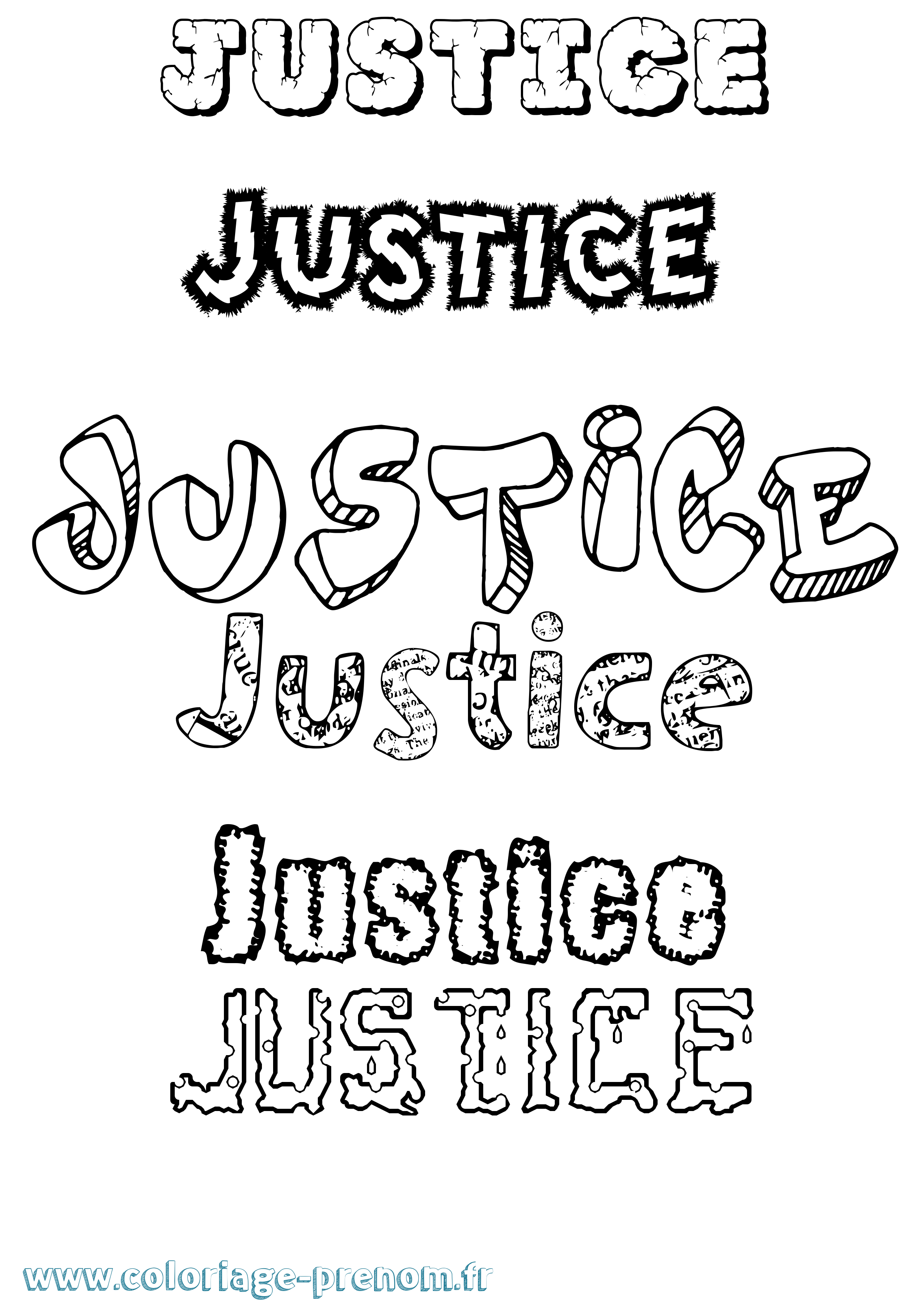 Coloriage Justice Destructuré Coloriage prénom Justice Destructuré