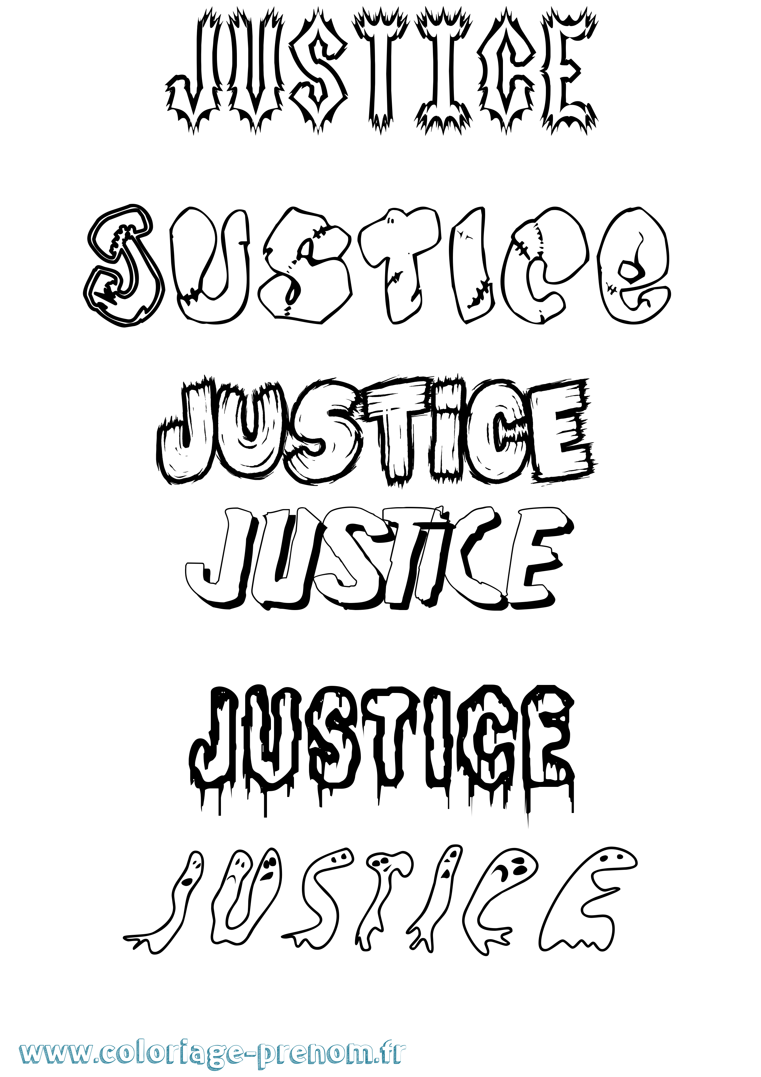 Coloriage Justice Frisson Coloriage prénom Justice Frisson