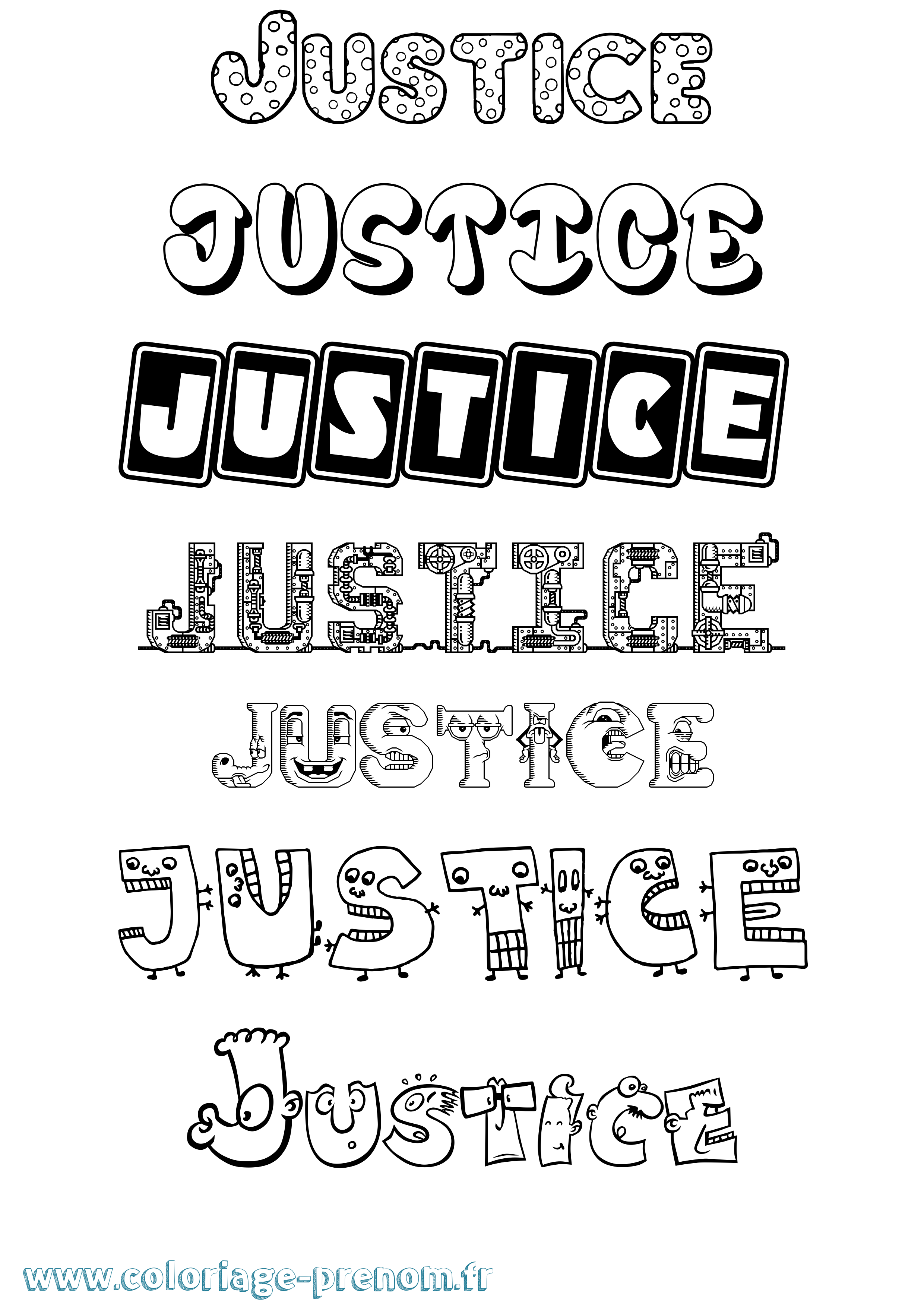 Coloriage Justice Fun Coloriage prénom Justice Fun