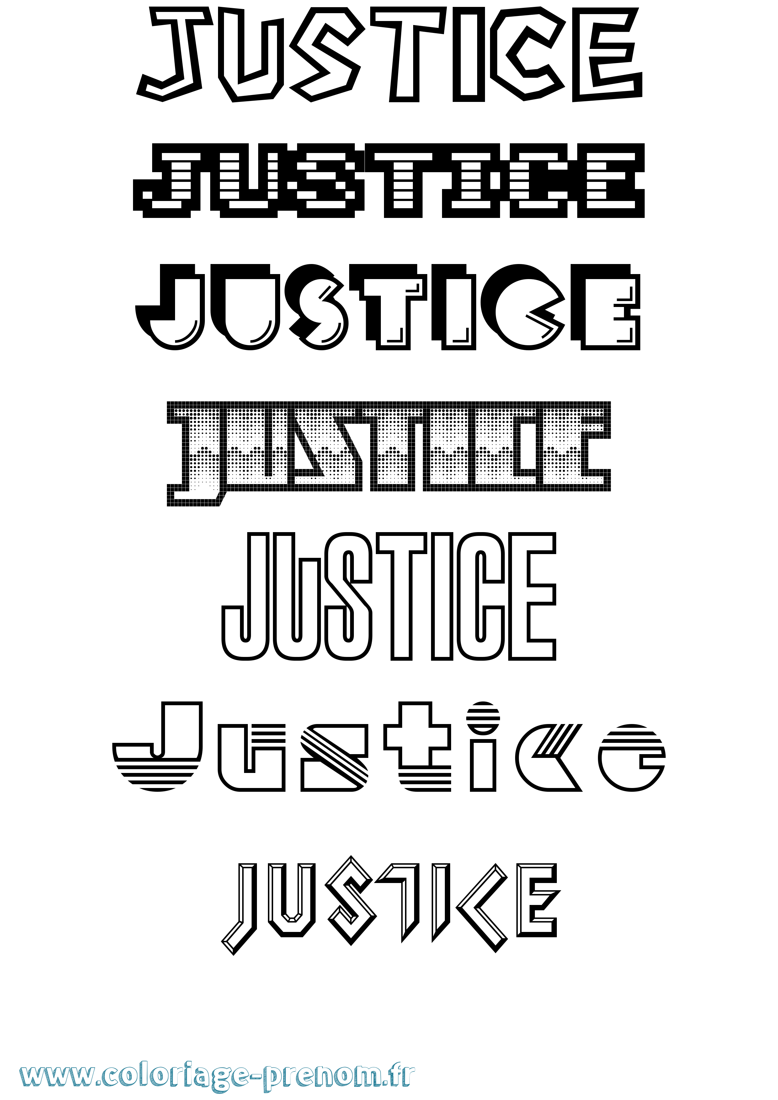 Coloriage Justice Jeux Vidéos Coloriage prénom Justice Jeux Vidéos