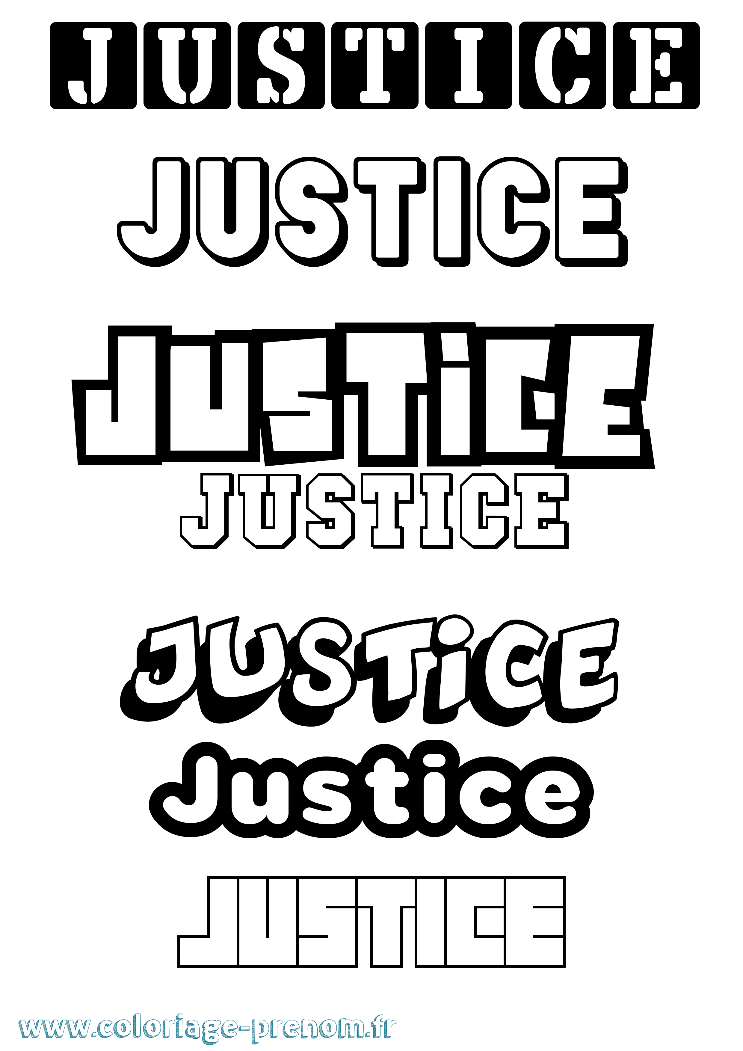 Coloriage Justice Simple Coloriage prénom Justice Simple