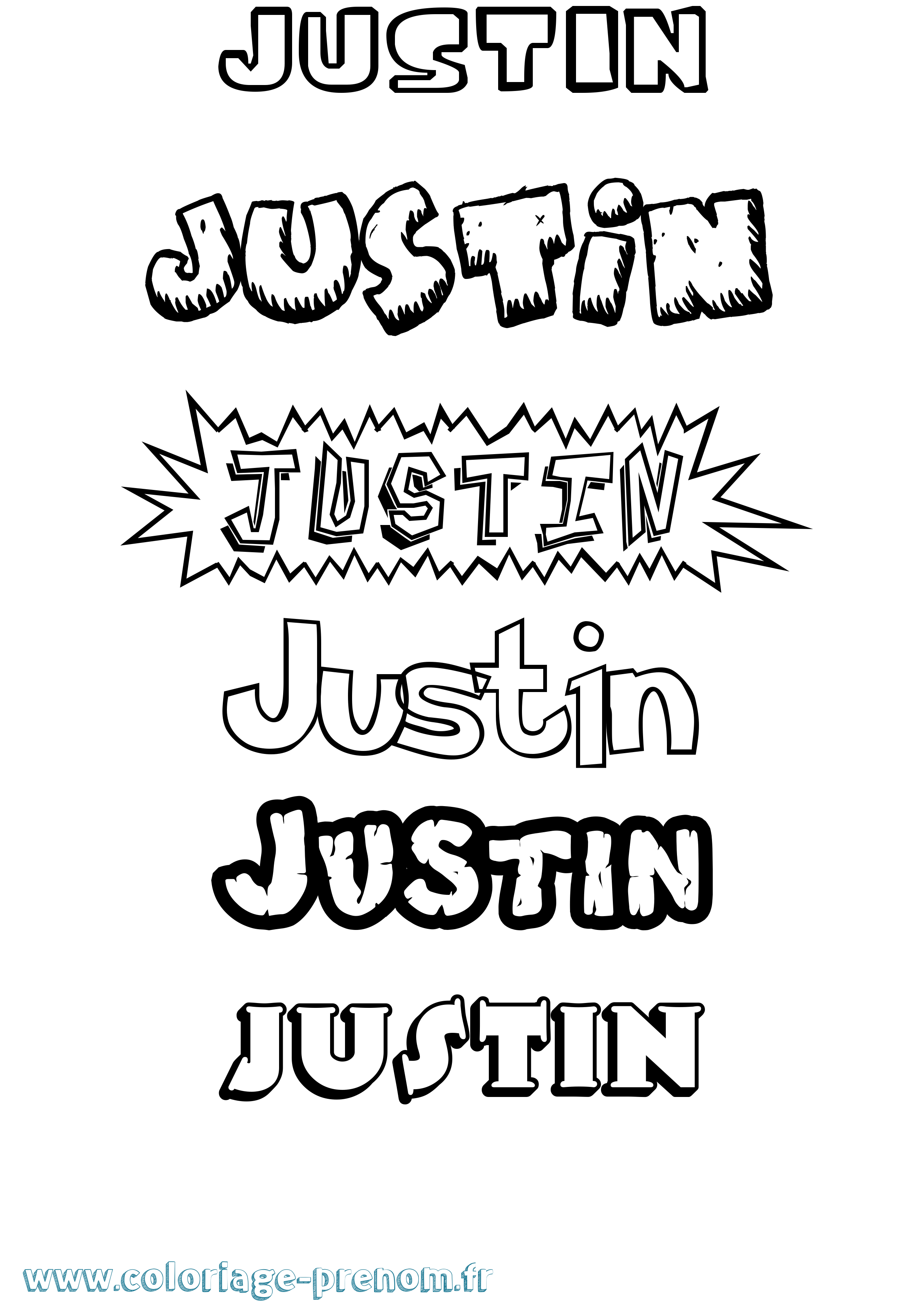 Coloriage Justin Coloriage prénom Justin