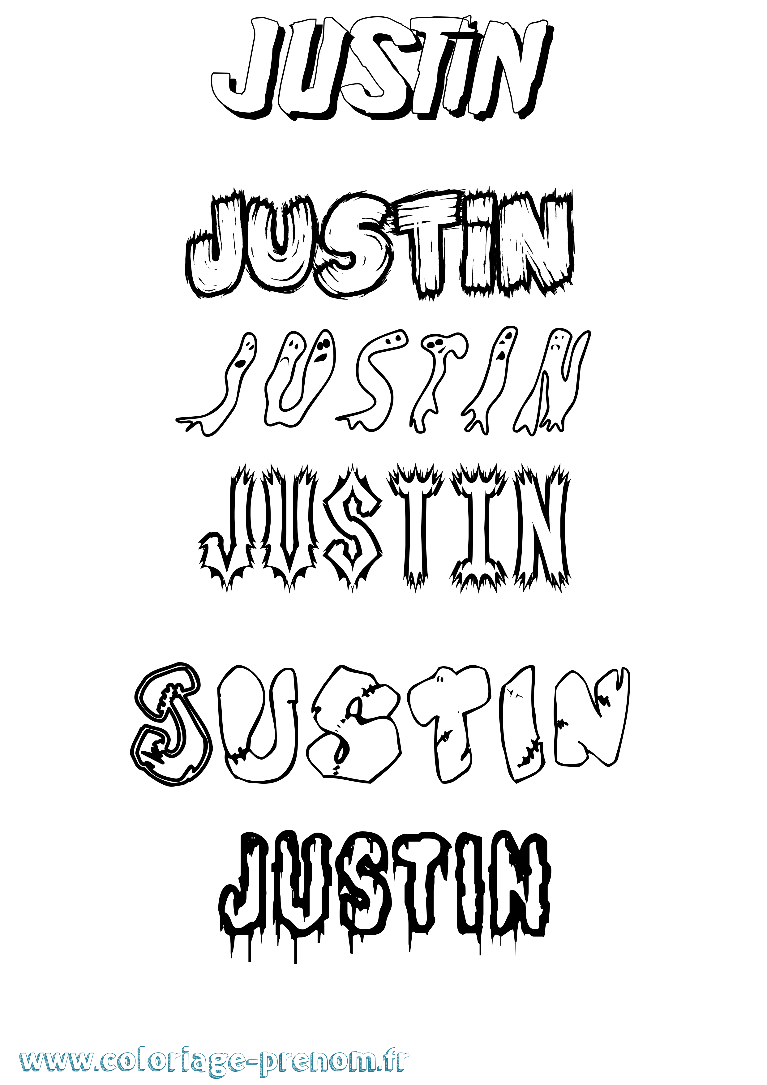 Coloriage Justin Coloriage prénom Justin