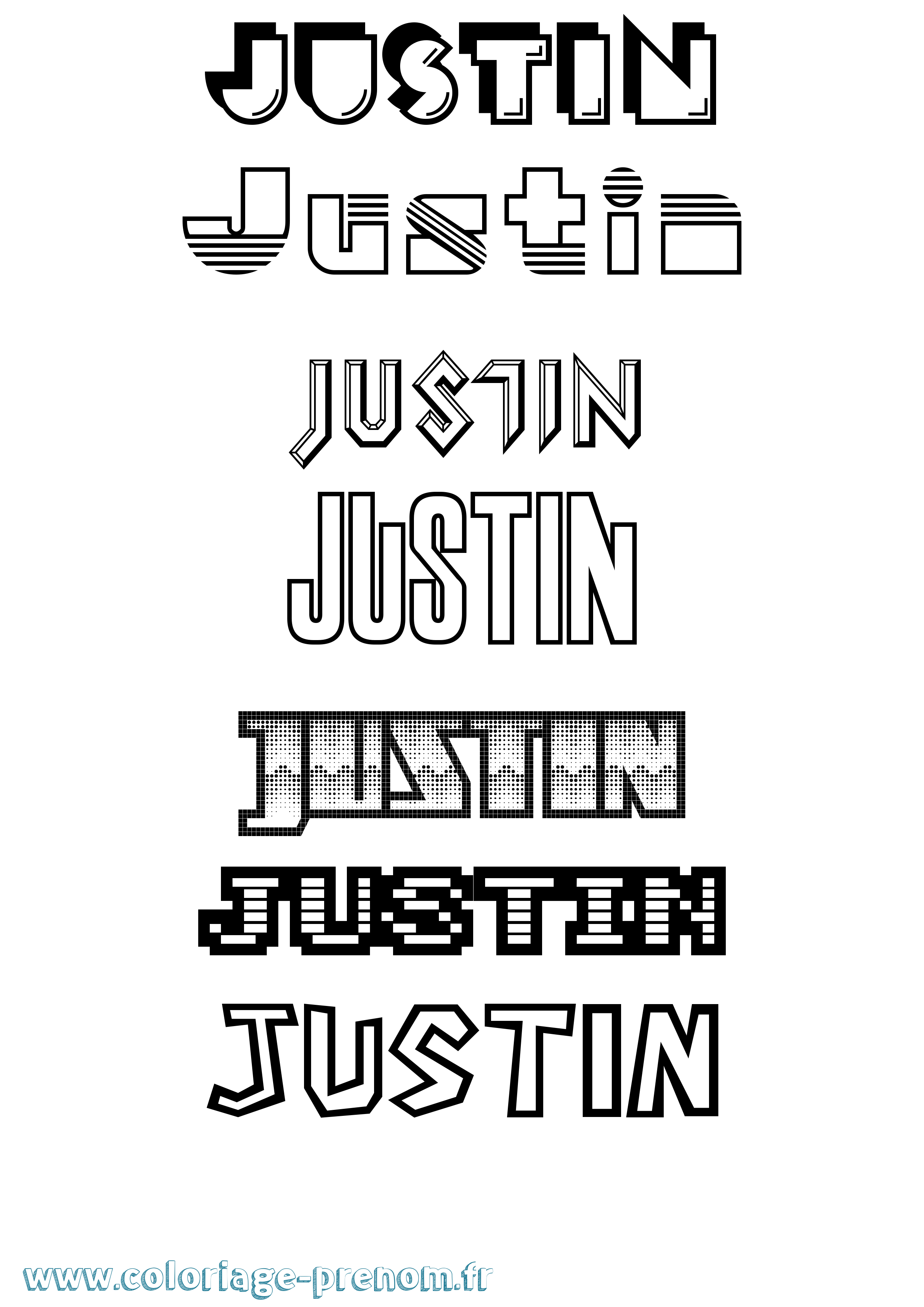 Coloriage prénom Justin