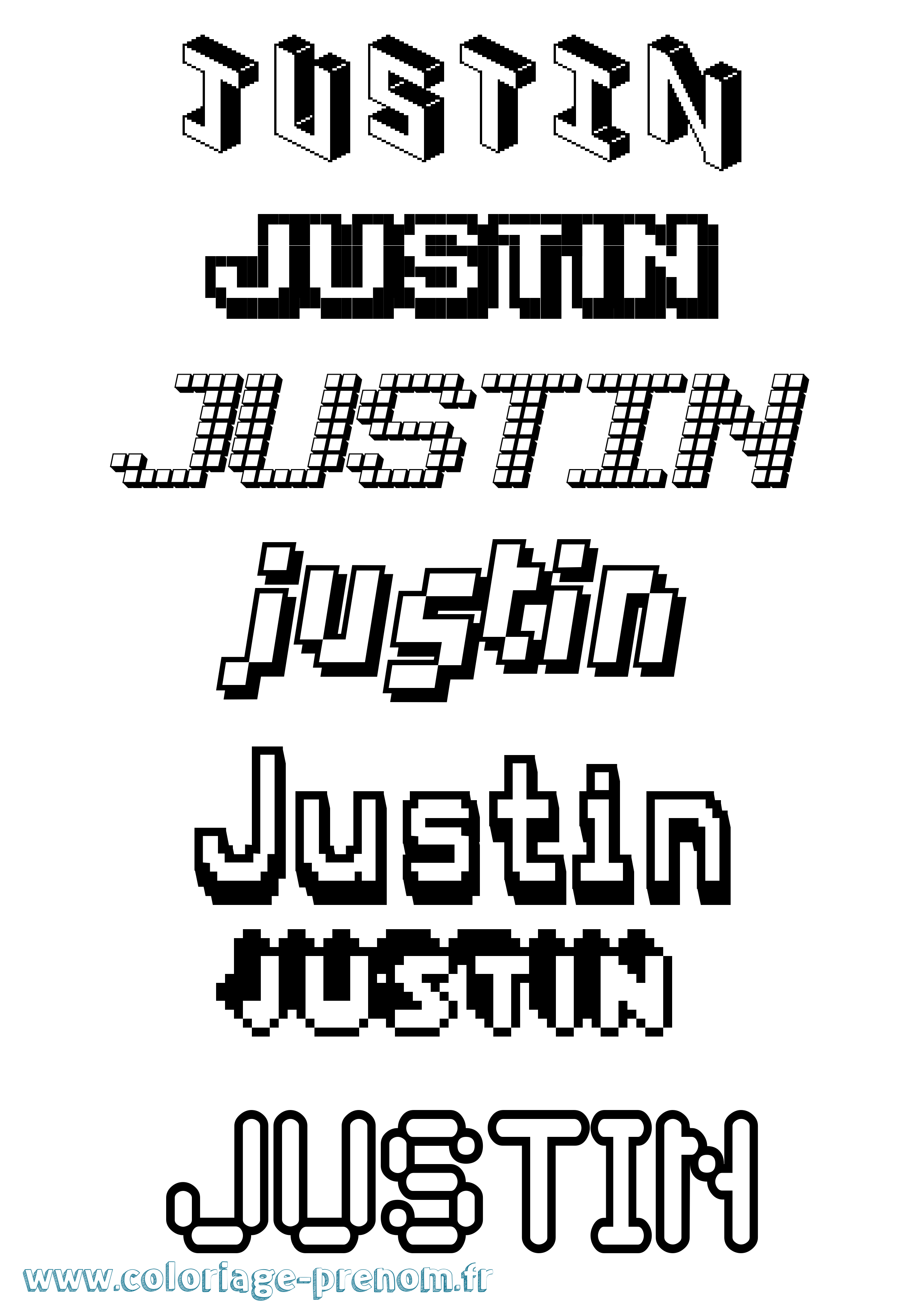 Coloriage Justin Coloriage prénom Justin