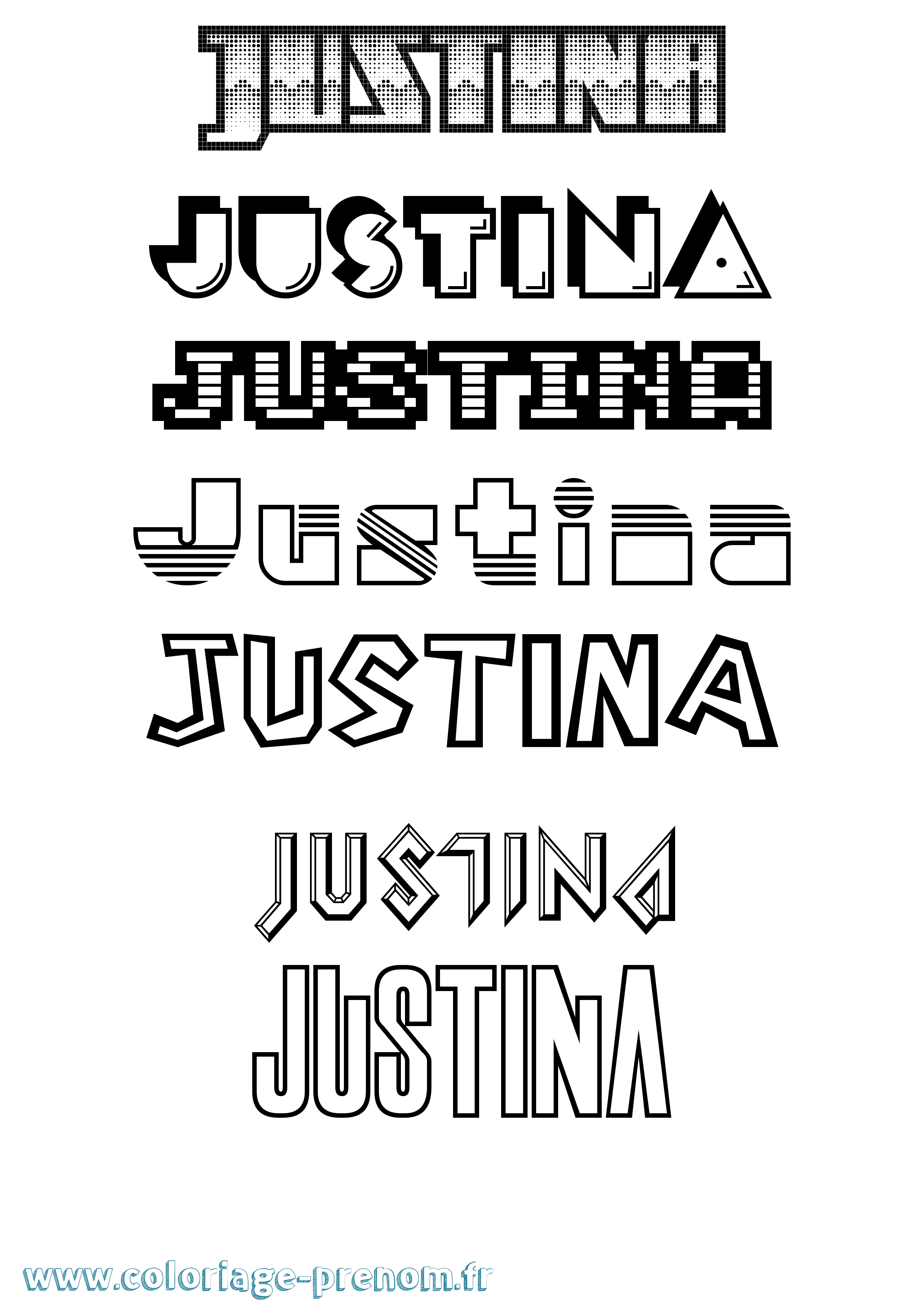 Coloriage prénom Justina Jeux Vidéos