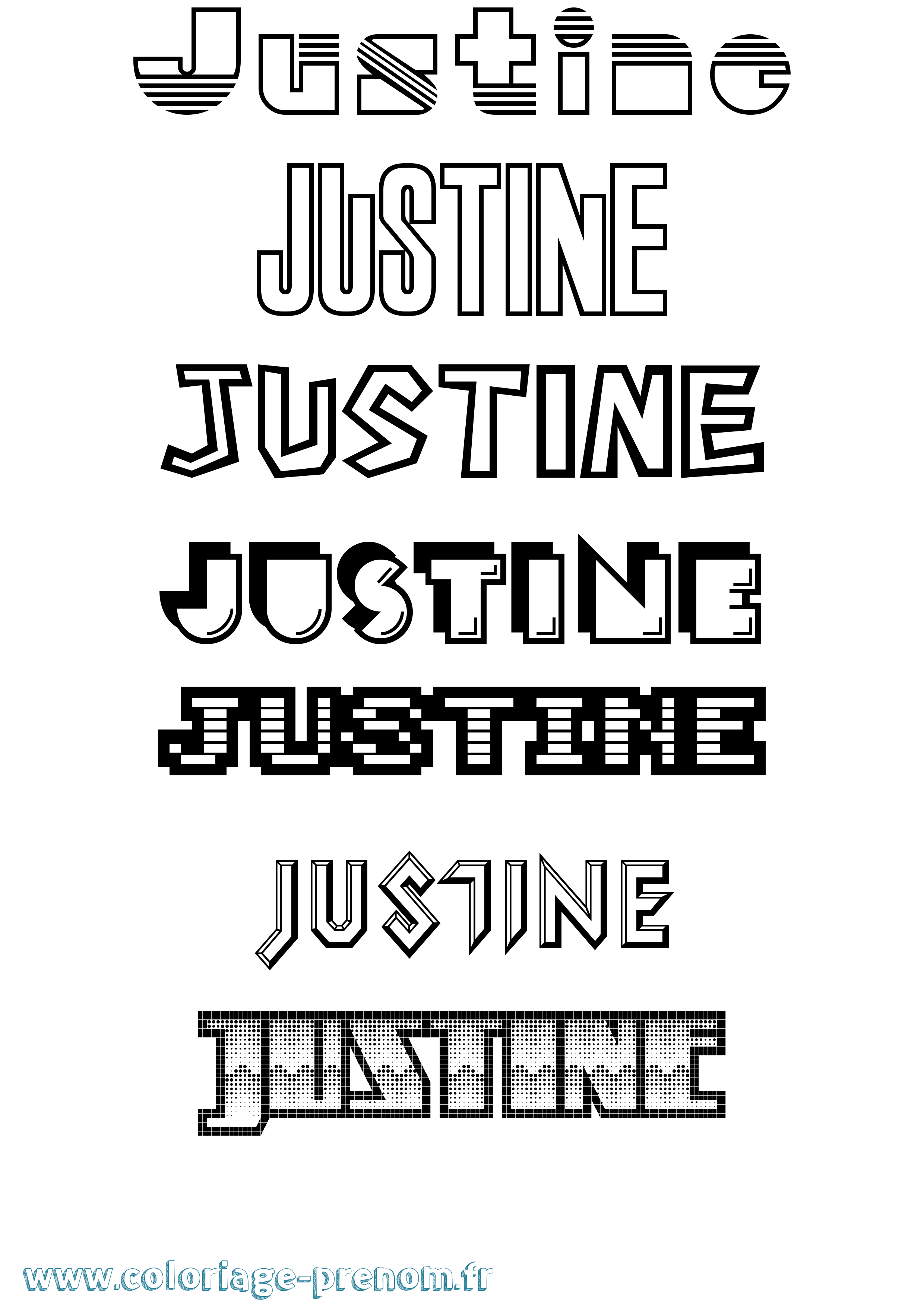 Coloriage prénom Justine Jeux Vidéos