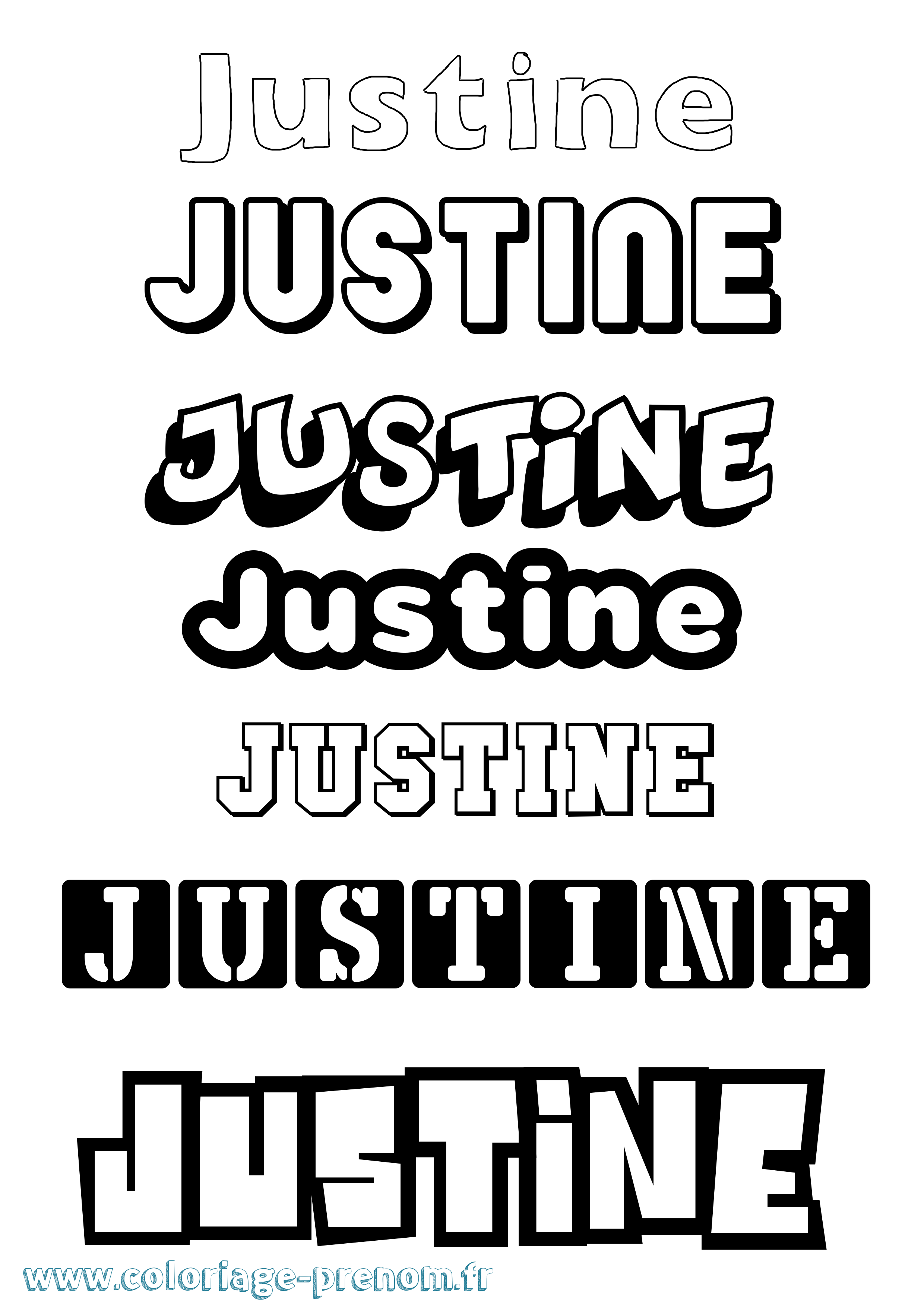 Coloriage prénom Justine Simple