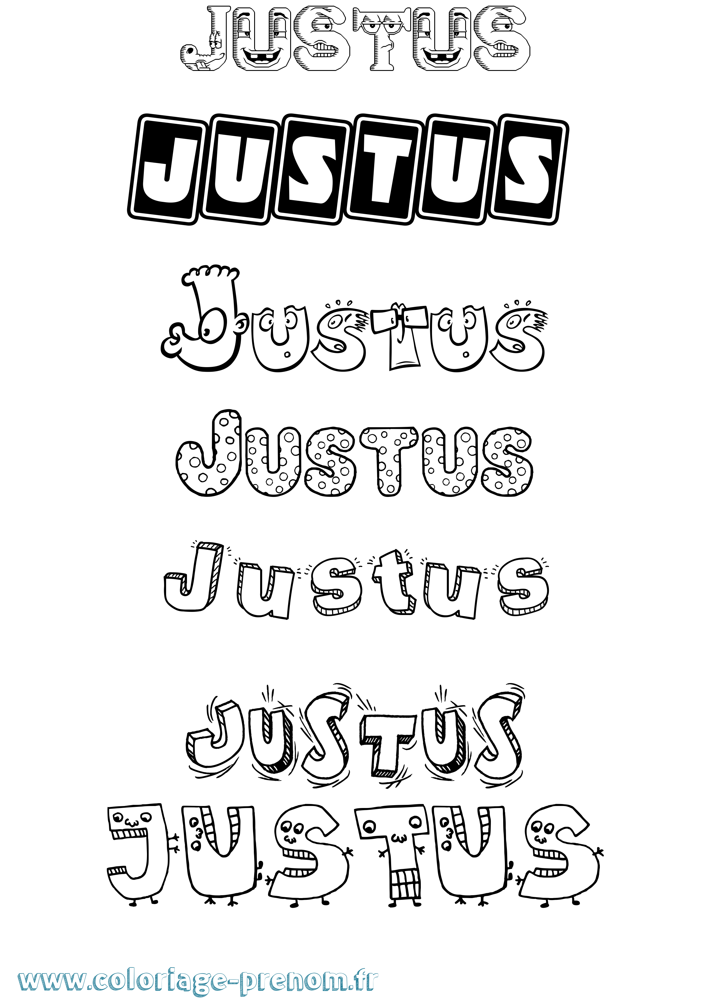 Coloriage prénom Justus Fun