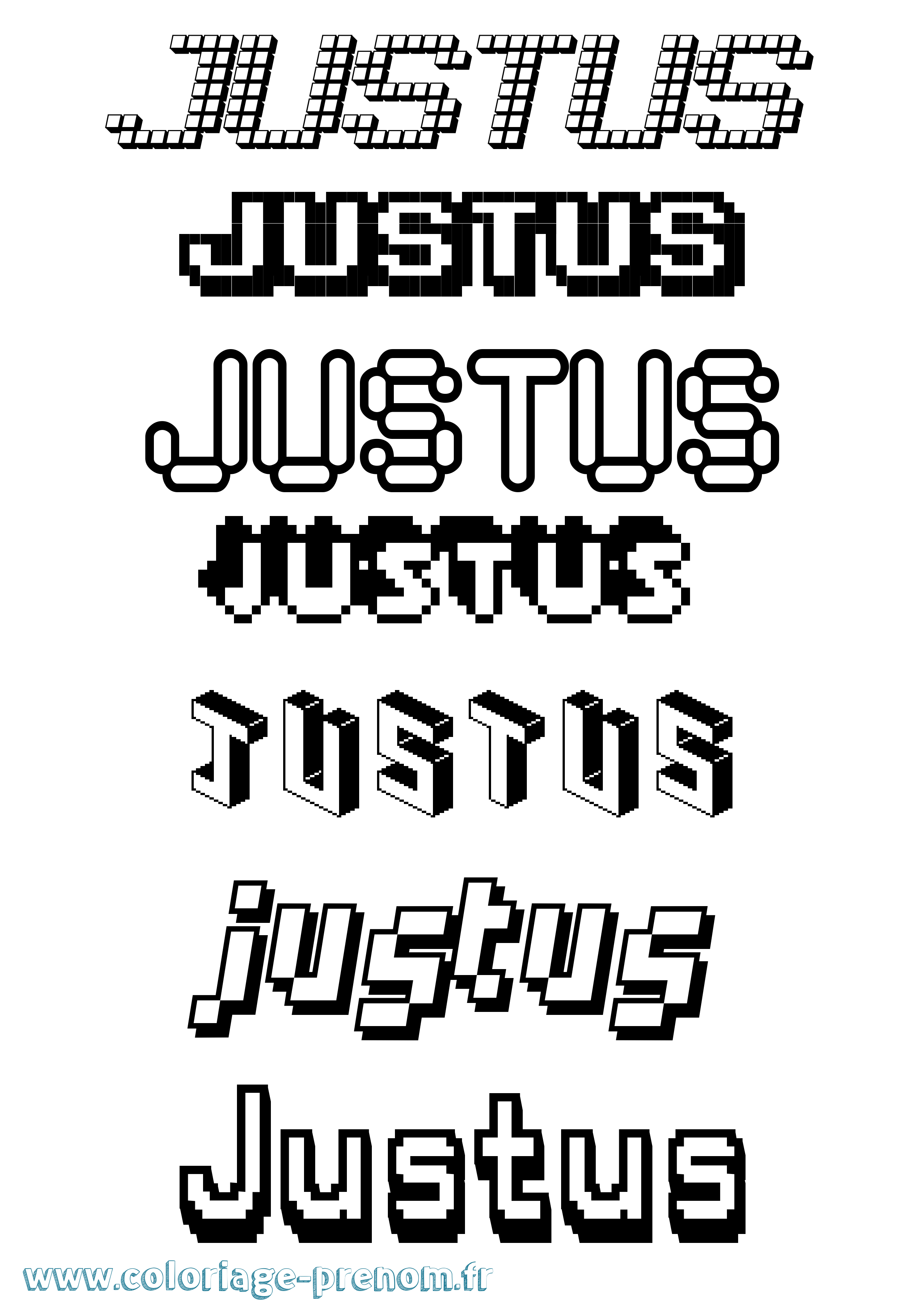 Coloriage prénom Justus Pixel