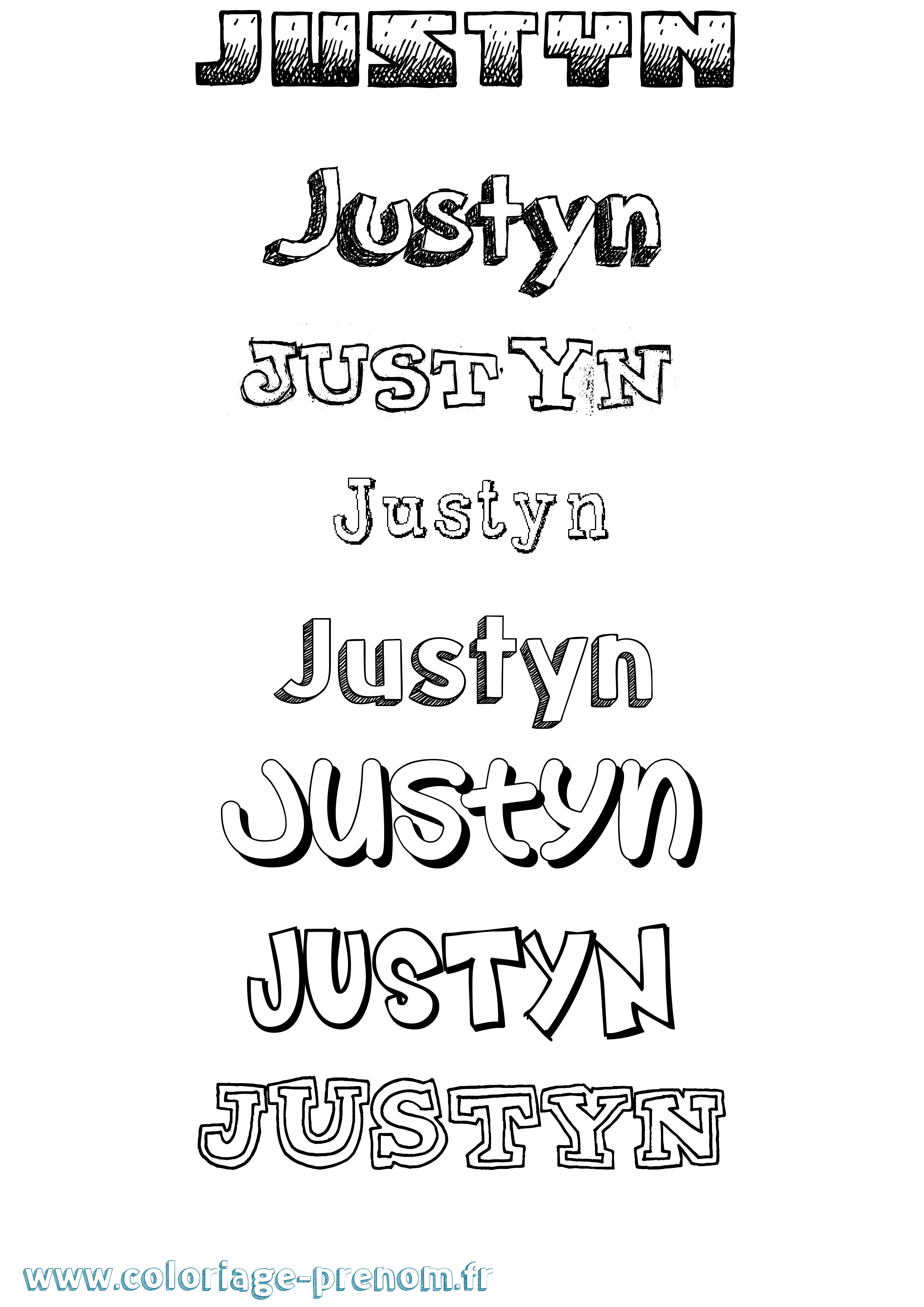 Coloriage prénom Justyn Dessiné