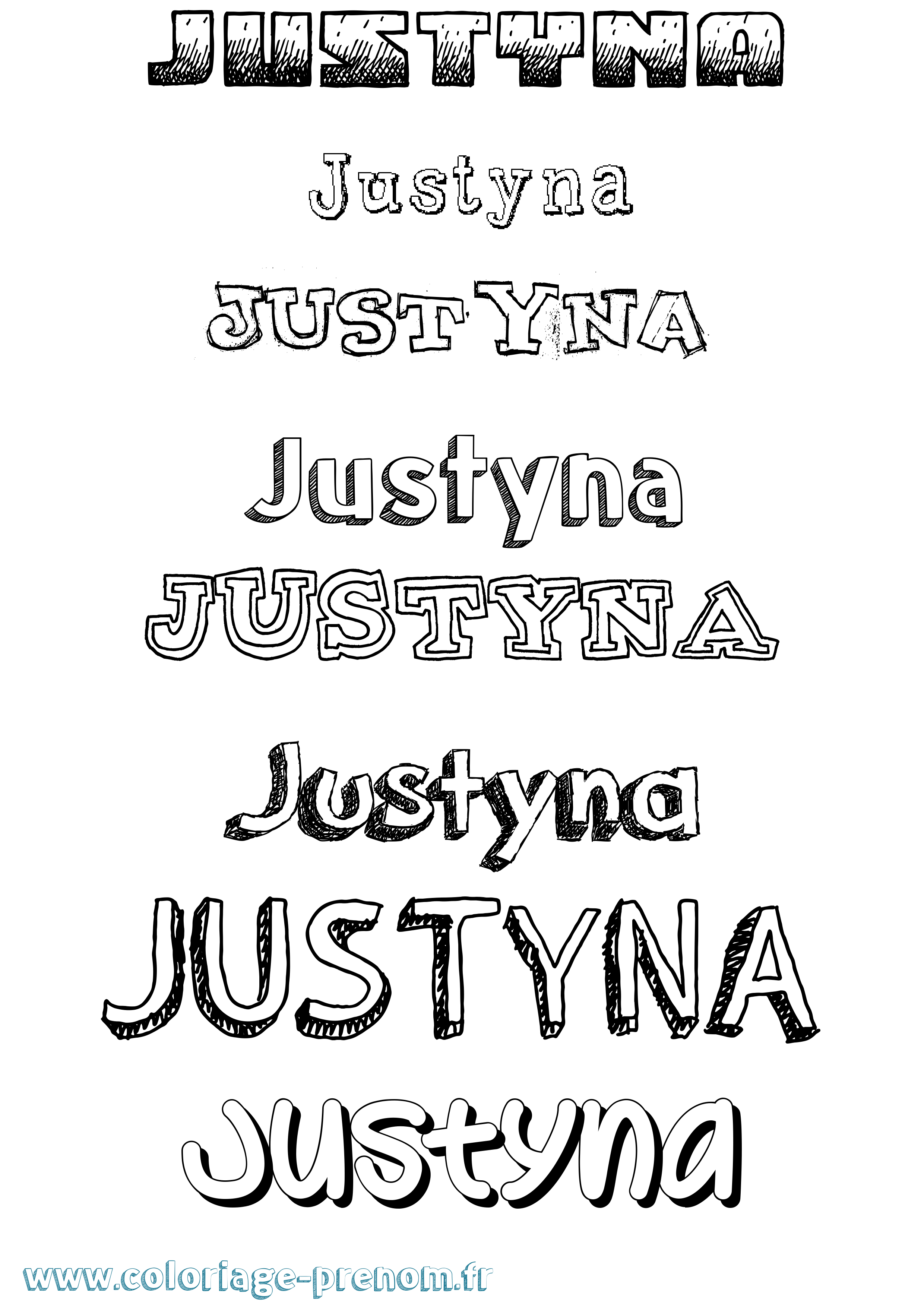 Coloriage Justyna Dessiné Coloriage prénom Justyna Dessiné