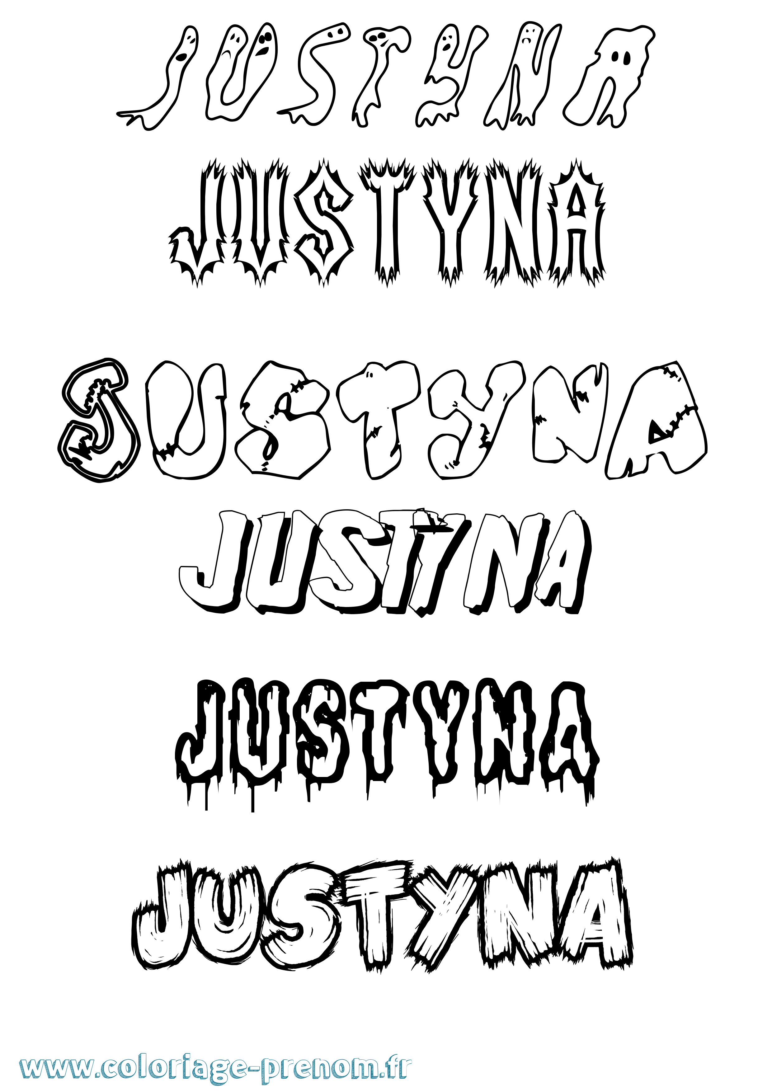 Coloriage Justyna Frisson Coloriage prénom Justyna Frisson